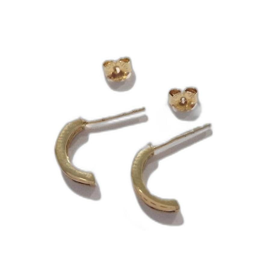 Designer Yellow Gold On 925 Sterling Silver C- Hoop Earrings Signed Size ONE SIZE - 5 Thumbnail