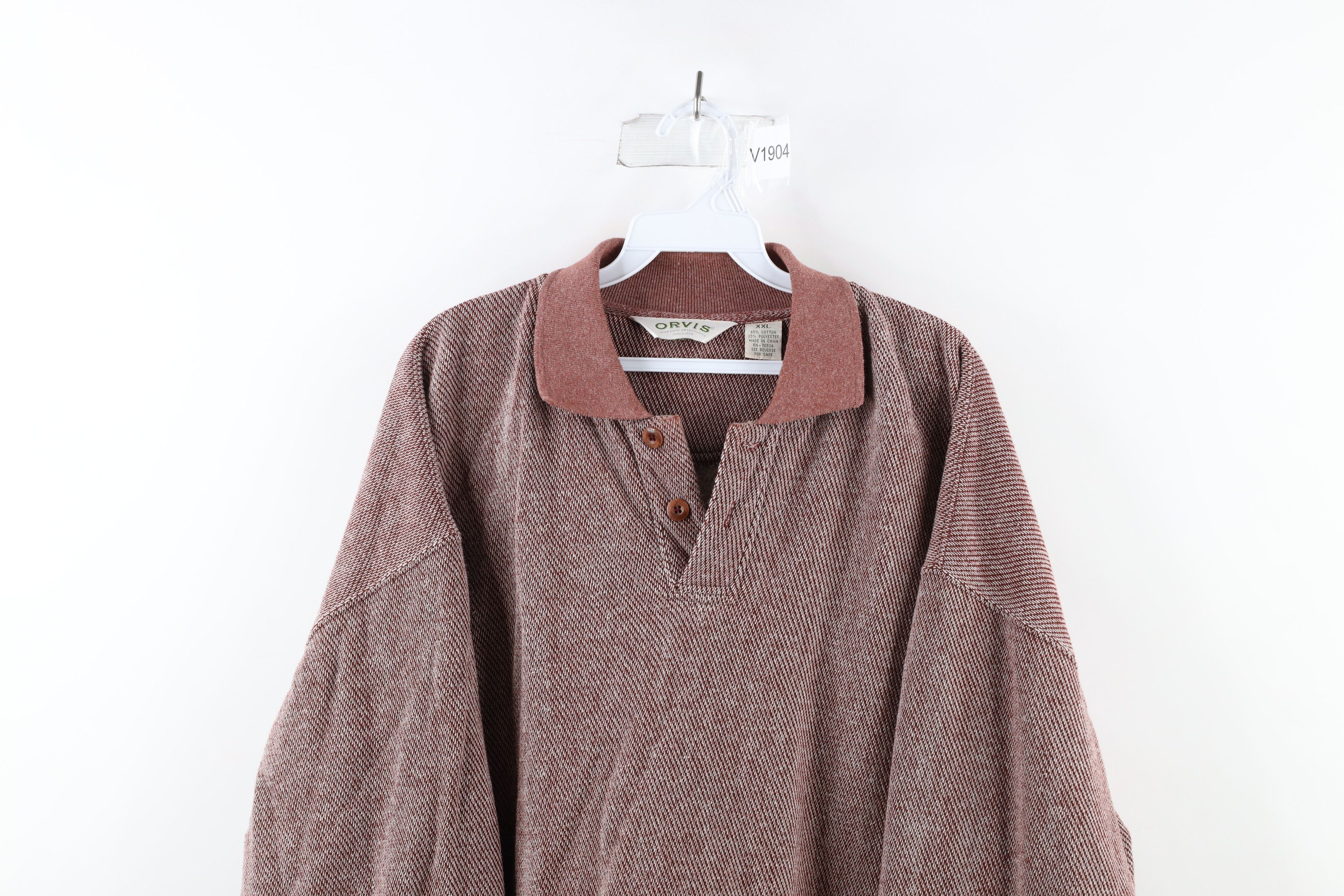 Orvis × Vintage Vintage Orvis Elbow Patch Collared Pullover Sweatshirt Red Size US XXL / EU 58 / 5 - 2 Thumbnail