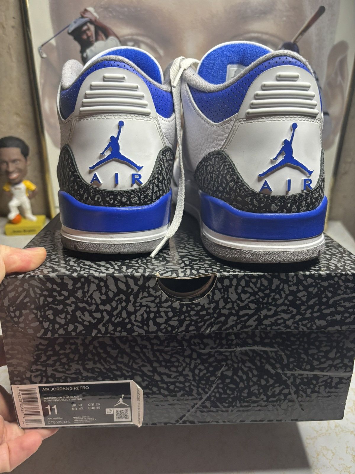 Jordan Brand Air Jordan 3 Retro Racer Blue Size US 11 / EU 44 - 7 Thumbnail