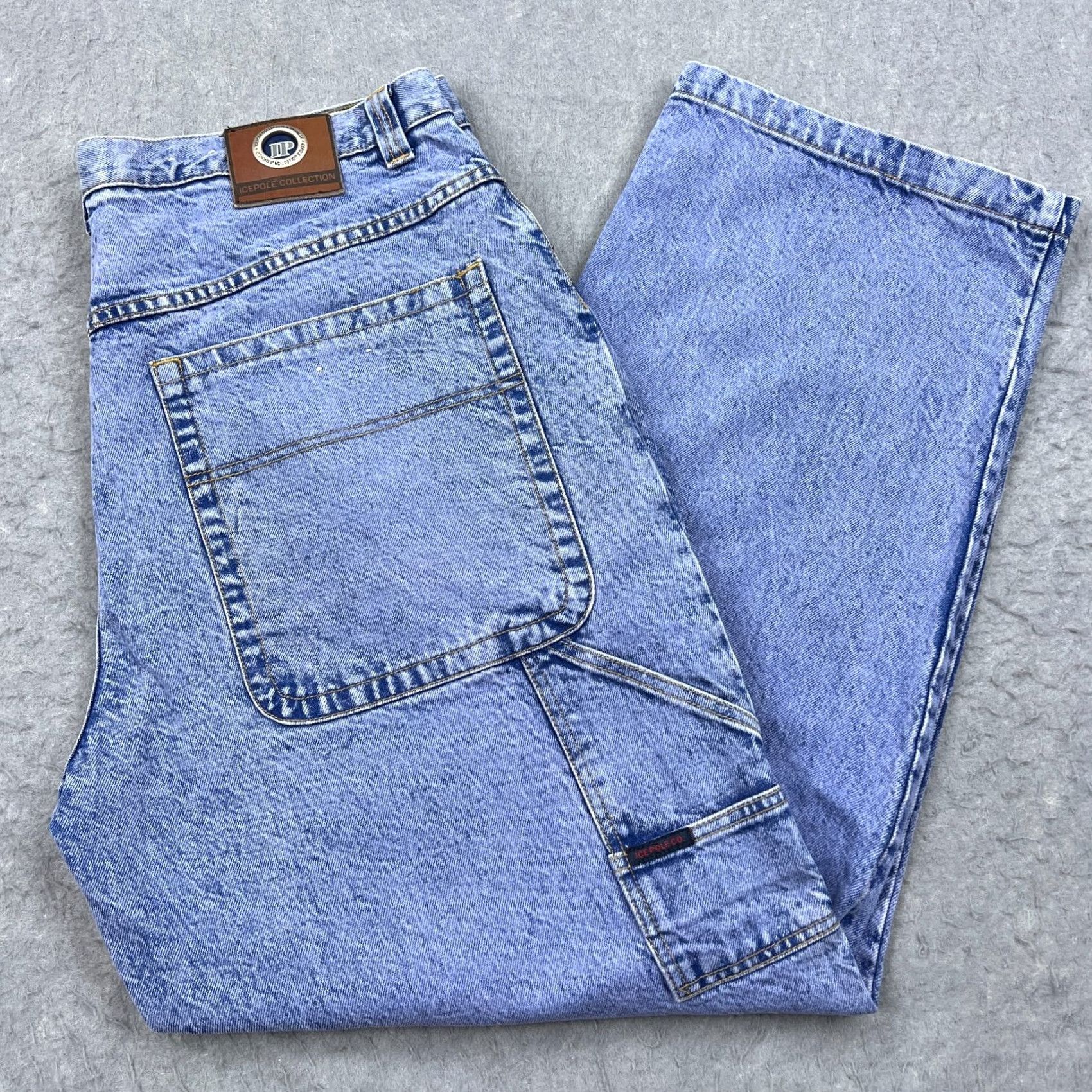 Poler VTG Ice Pole Jeans Men's 40x32 Blue Carpenter Loop Paratroops Y2K Wide Skater Jeans Size US 40 / EU 56 - 2 Thumbnail