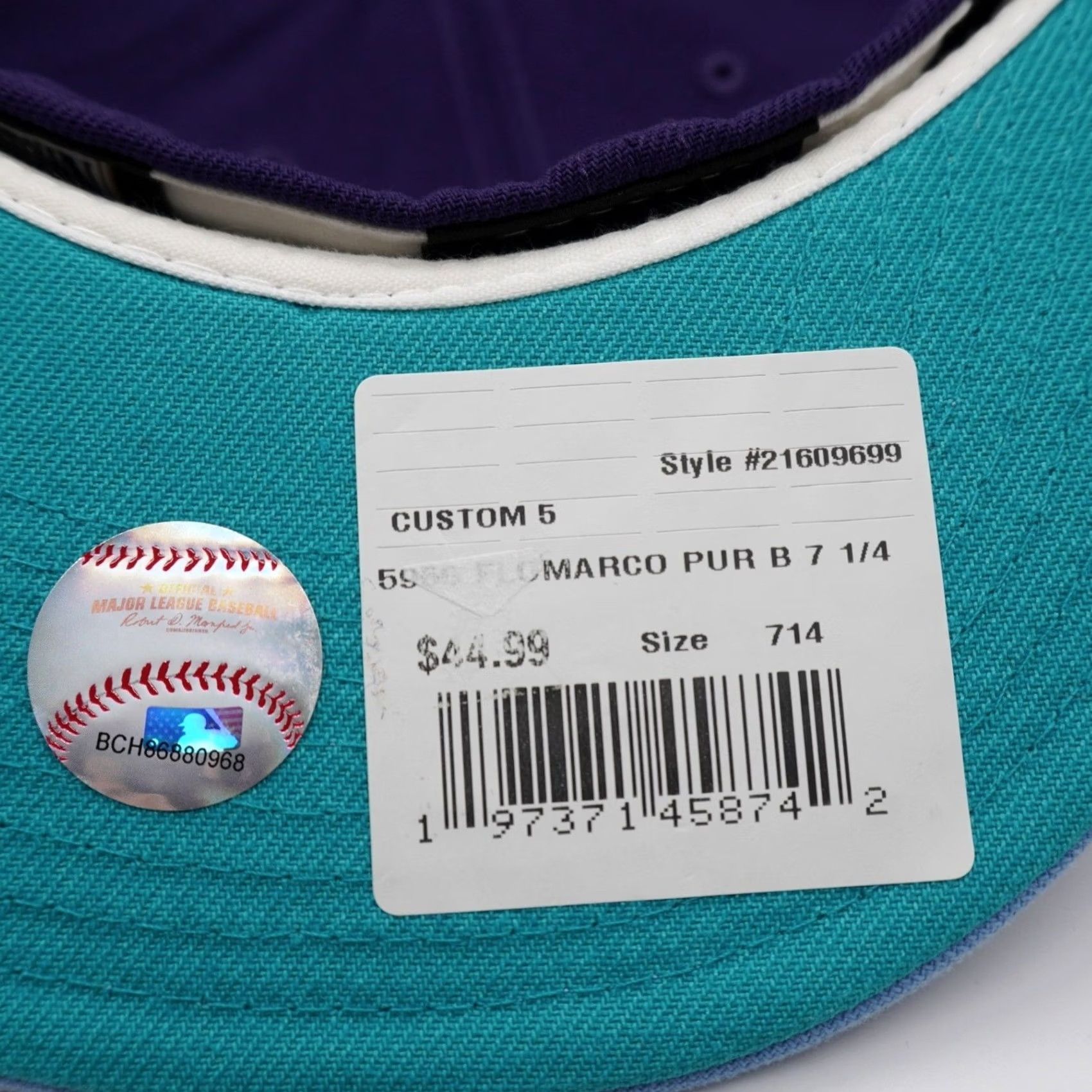 New Era New Era Florida Marlins Baseball Cap Mens 7 1/4 Purple Blue 1997 World Series 59FIFTY Size ONE SIZE - 7 Thumbnail