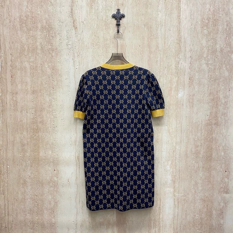 Gucci Gucci Hot gold thread old flower full-print knitted dress 2 Size XXL / US 16-18 / IT 52-54 - 2 Thumbnail