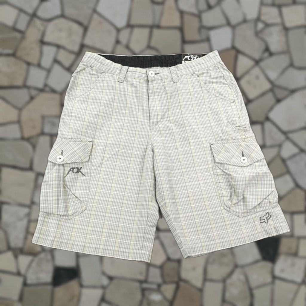 Vintage Fox Cargo Shorts Mens 34 Gray Plaid Outdoor Skater BMX Racing Outdoors Baggy Size US 34 / EU 50 - 1 Thumbnail