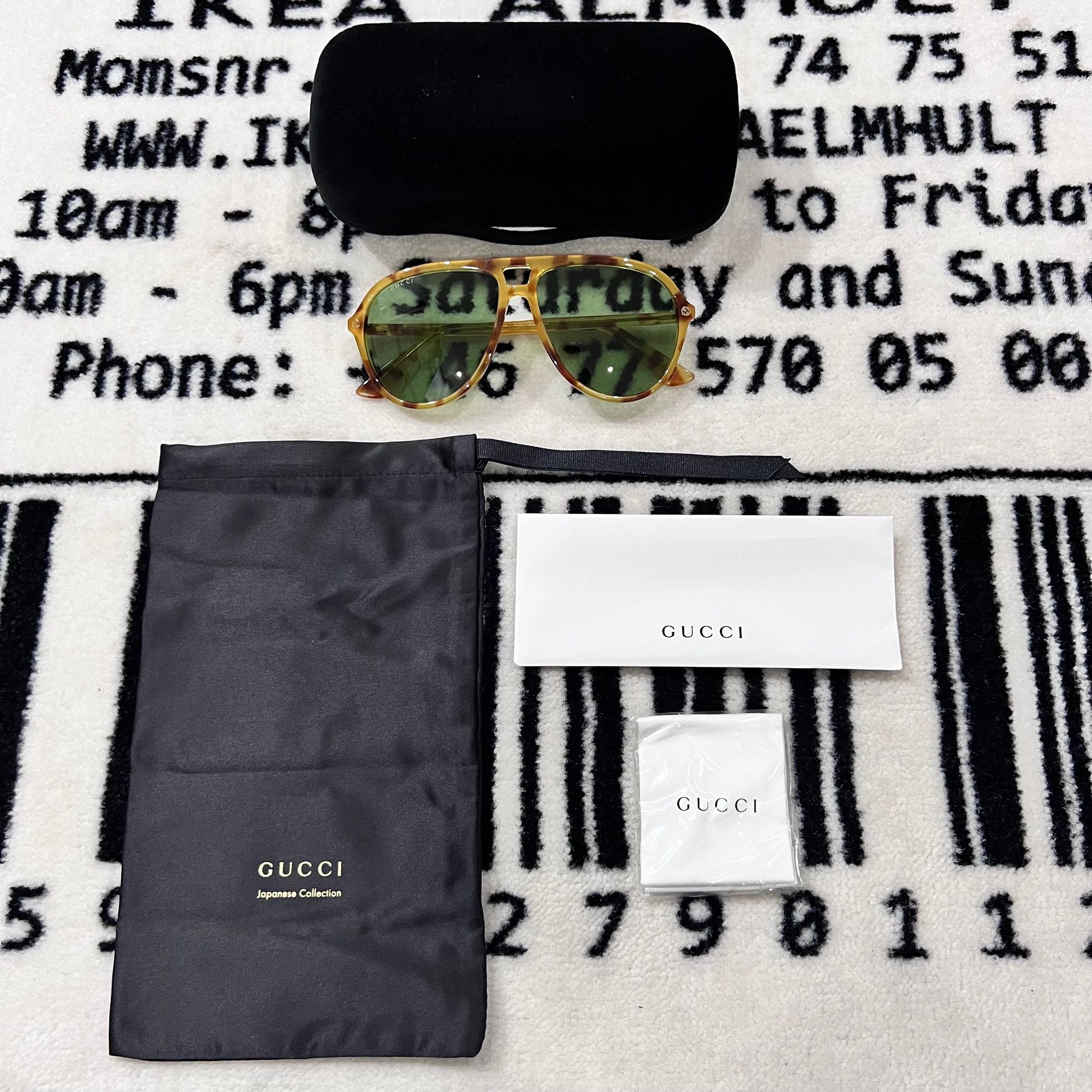 image of Gucci Brown Tortoiseshell Pilot-Frame Green Lens Sunglasses in Tan Green, Men's