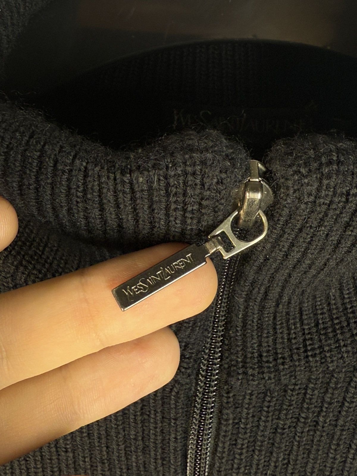 Yves Saint Laurent Black YSL Sweater Zip Knit Heavy Vintage Quarter Zip 90s Size US L / EU 52-54 / 3 - 4 Thumbnail
