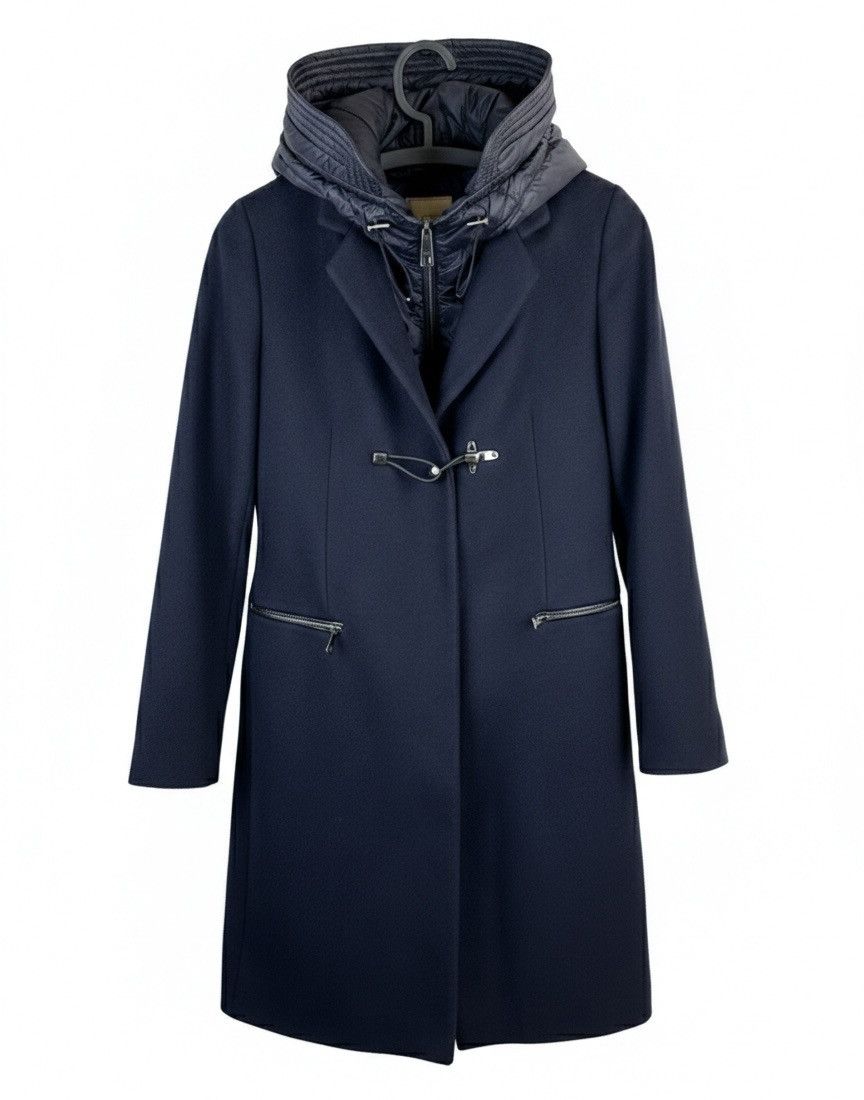 Fay Fay Women’s Blue Wool Coat Size S Navy Hooded Jacket Size S / US 4 / IT 40 - 1 Thumbnail