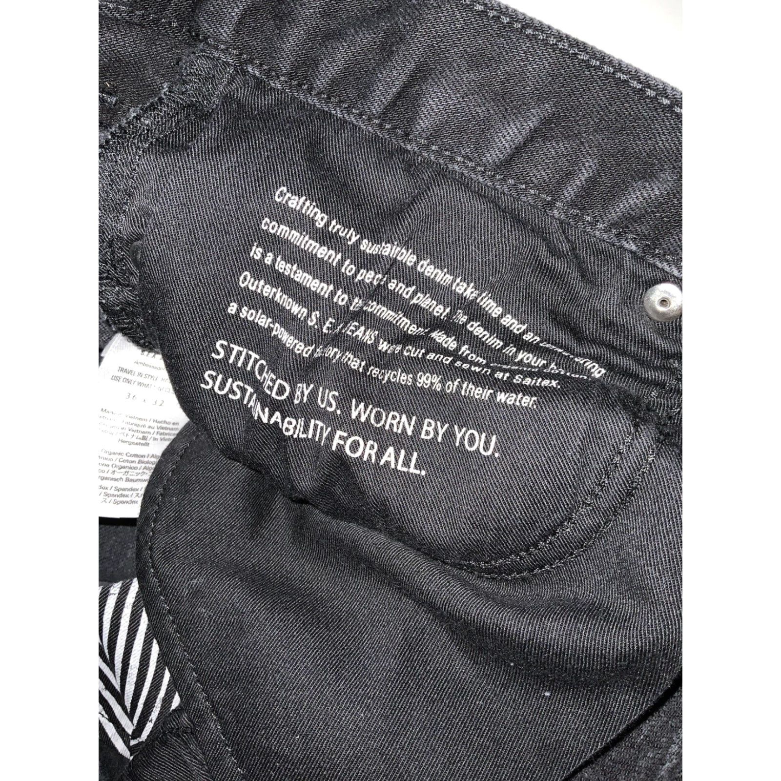 Outerknown VINTAGE Outerknown Ambassador Organic Cotton S.E.A Black Straight Relaxed Denim Jeans 36 Size US 36 / EU 52 - 6 Thumbnail
