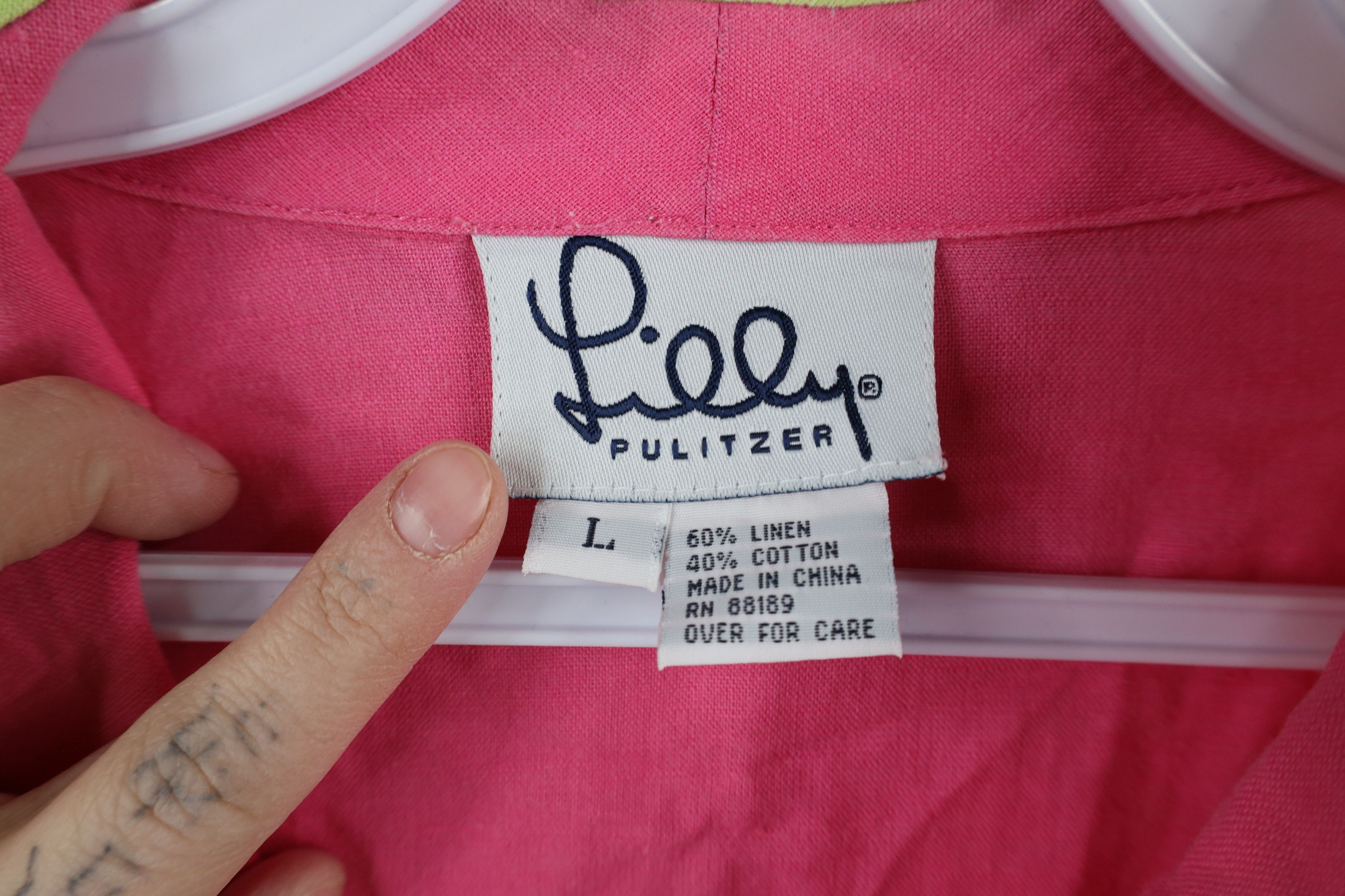 Lilly Pulitzer × Vintage Lilly Pulitzer Linen Blend Oversized Button Shirt Pink Size L / US 10 / IT 46 - 8 Thumbnail