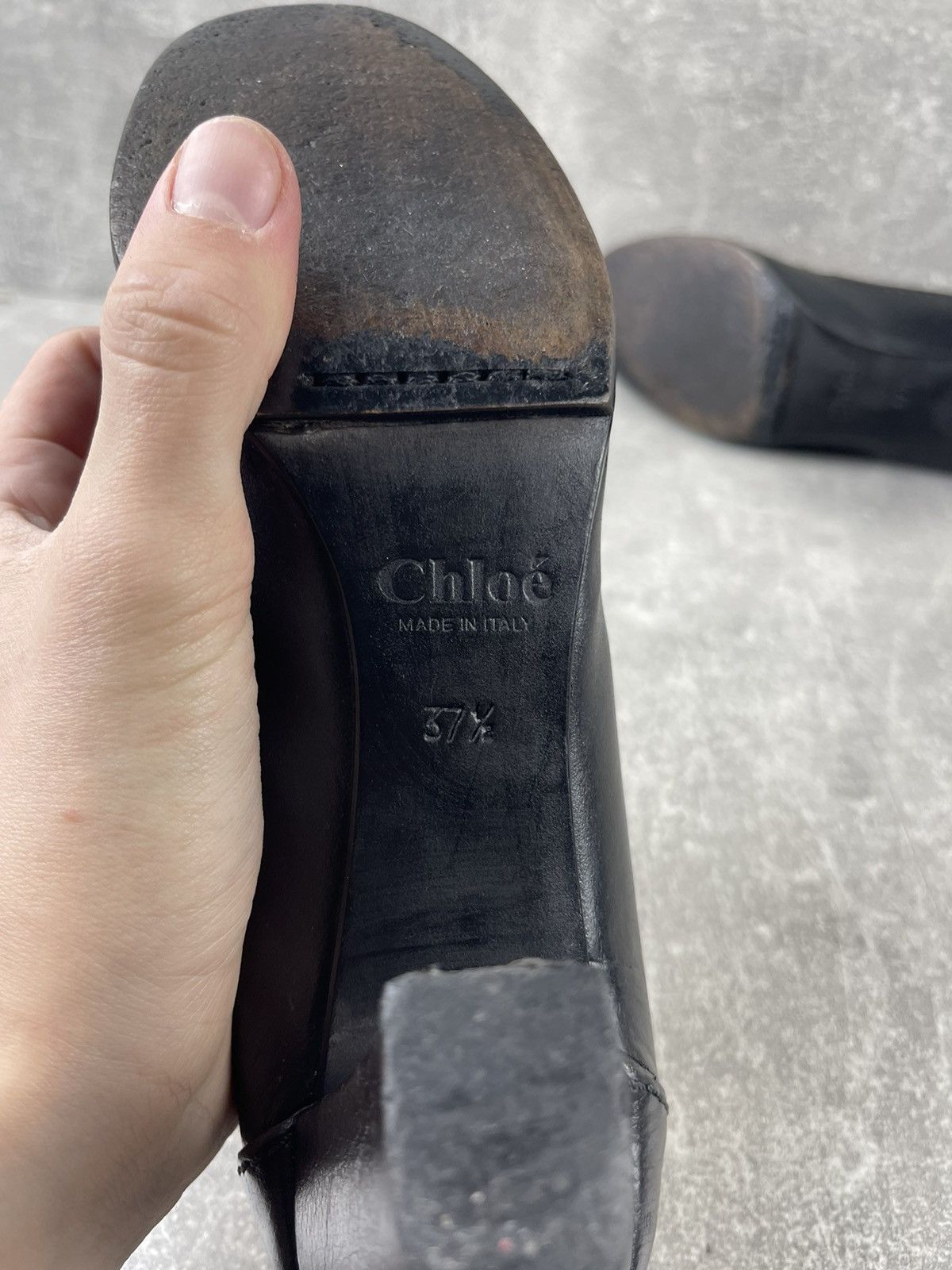 Chloe × Vintage Chloe Black Formal Logo Opium Leather Heels Luxury Shoes Size US 7.5 / IT 37.5 - 8 Thumbnail