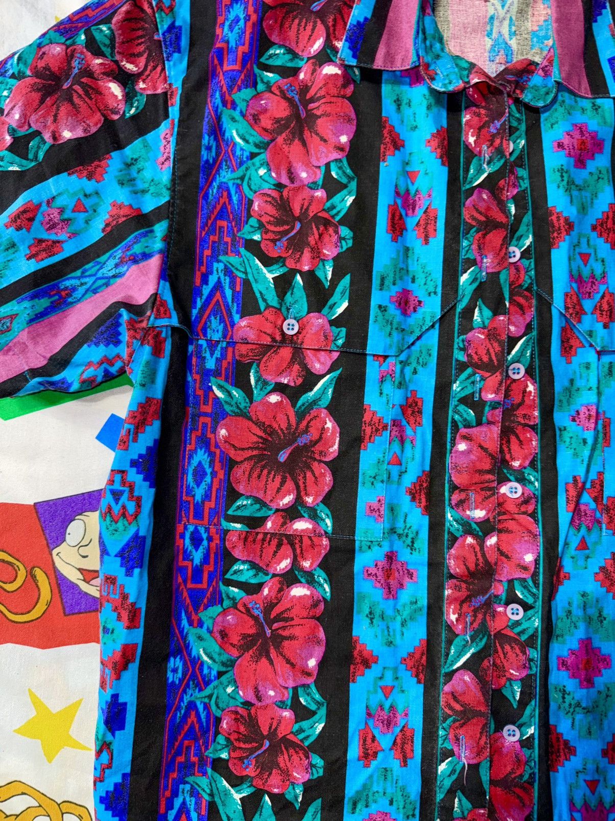 Wrangler Vintage Wrangler Aztec Flower Short Sleeve Shirt Size US M / EU 48-50 / 2 - 3 Thumbnail