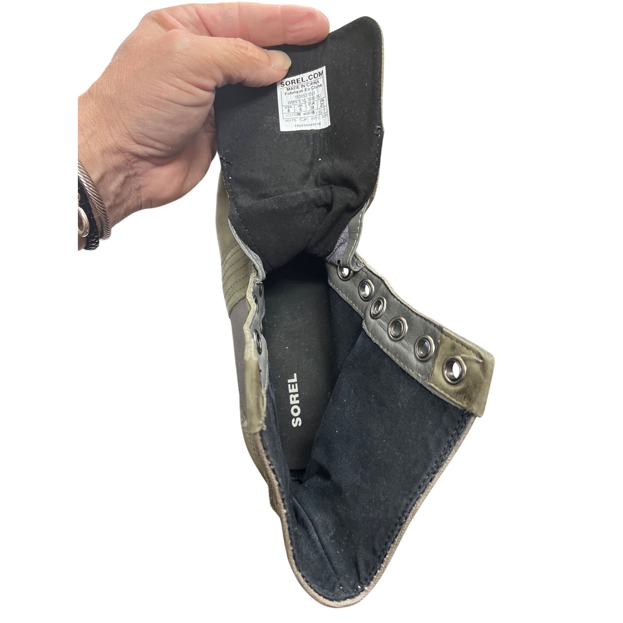 SOREL Sorel wms gray green ankle leather canvas hiking casual boot Size US 8 / IT 38 - 14 Thumbnail