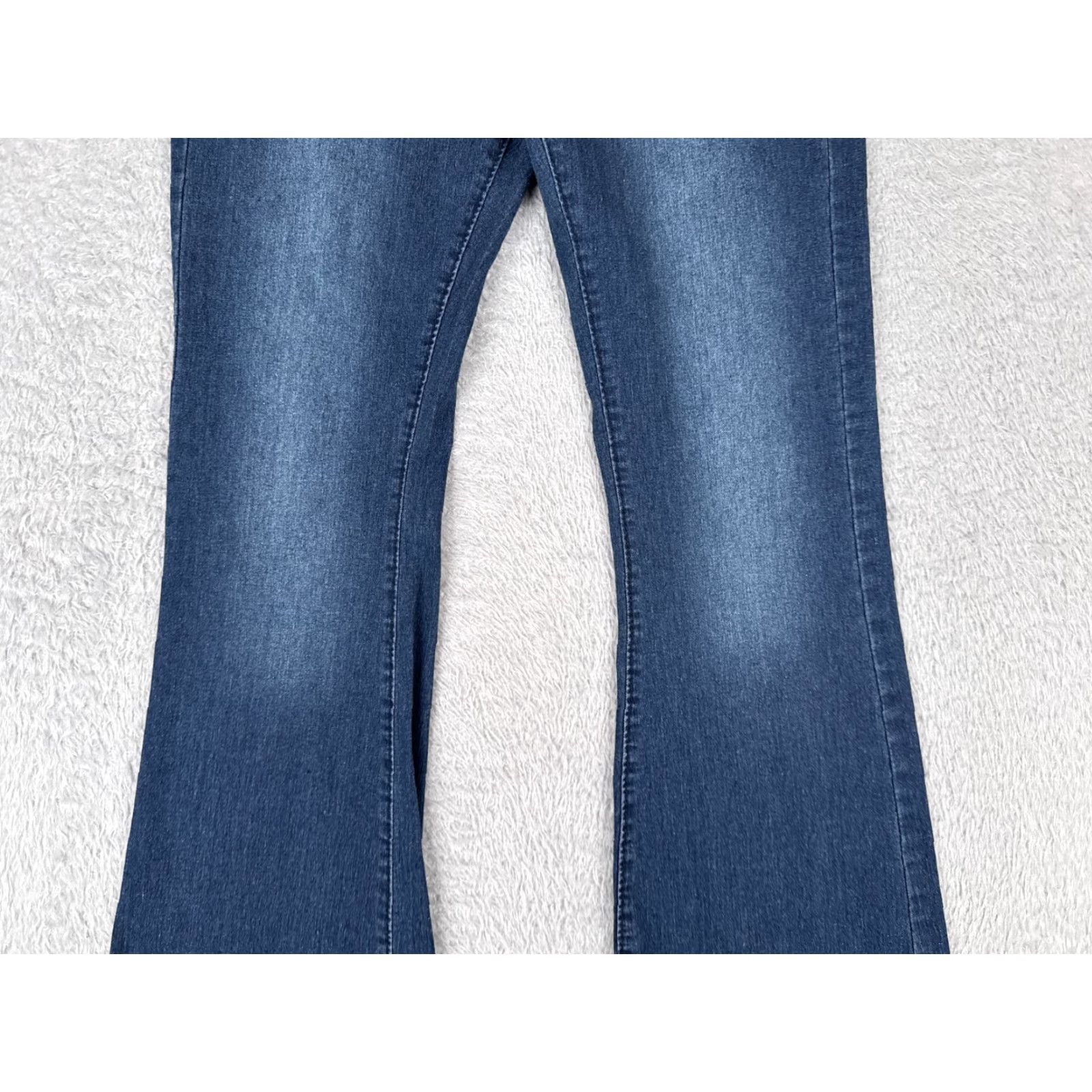 Vintage Jeans Womens 27 Blue Denim Flared Button Flu Mid Rise Cotton Blend 27x31 Size 27" / US 4 / IT 40 - 3 Thumbnail