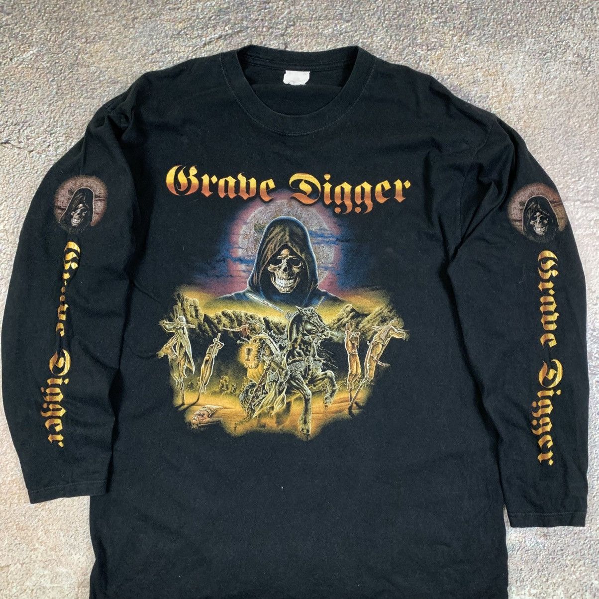 Band Tees Grave Digger Knight Of The Cross Vintage Long Sleeve T Shirt Size US XL / EU 56 / 4 - 2 Thumbnail