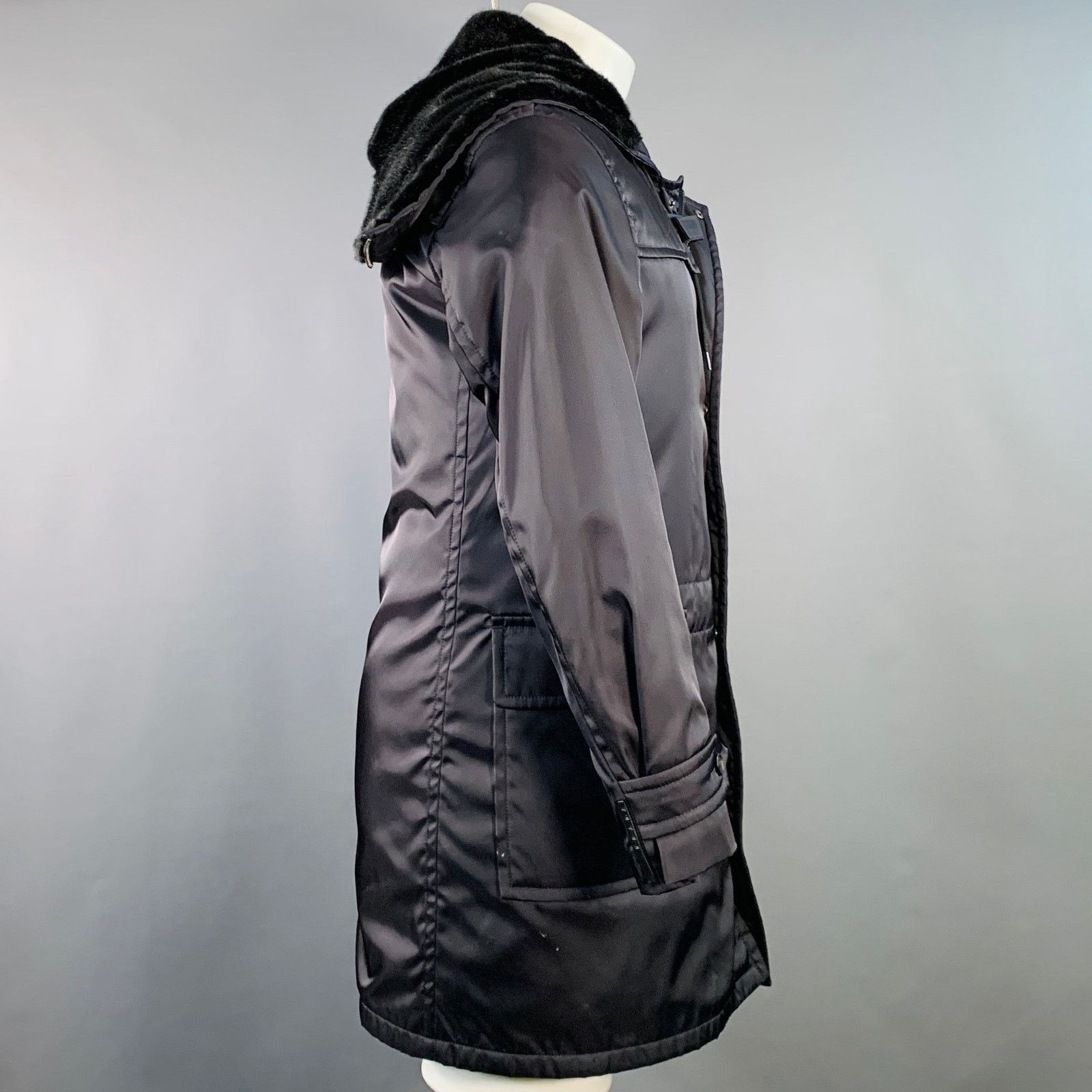 Prada PRADA Size 38 Navy Polyester Hooded Zip Snaps Jacket Size US M / EU 48-50 / 2 - 3 Thumbnail