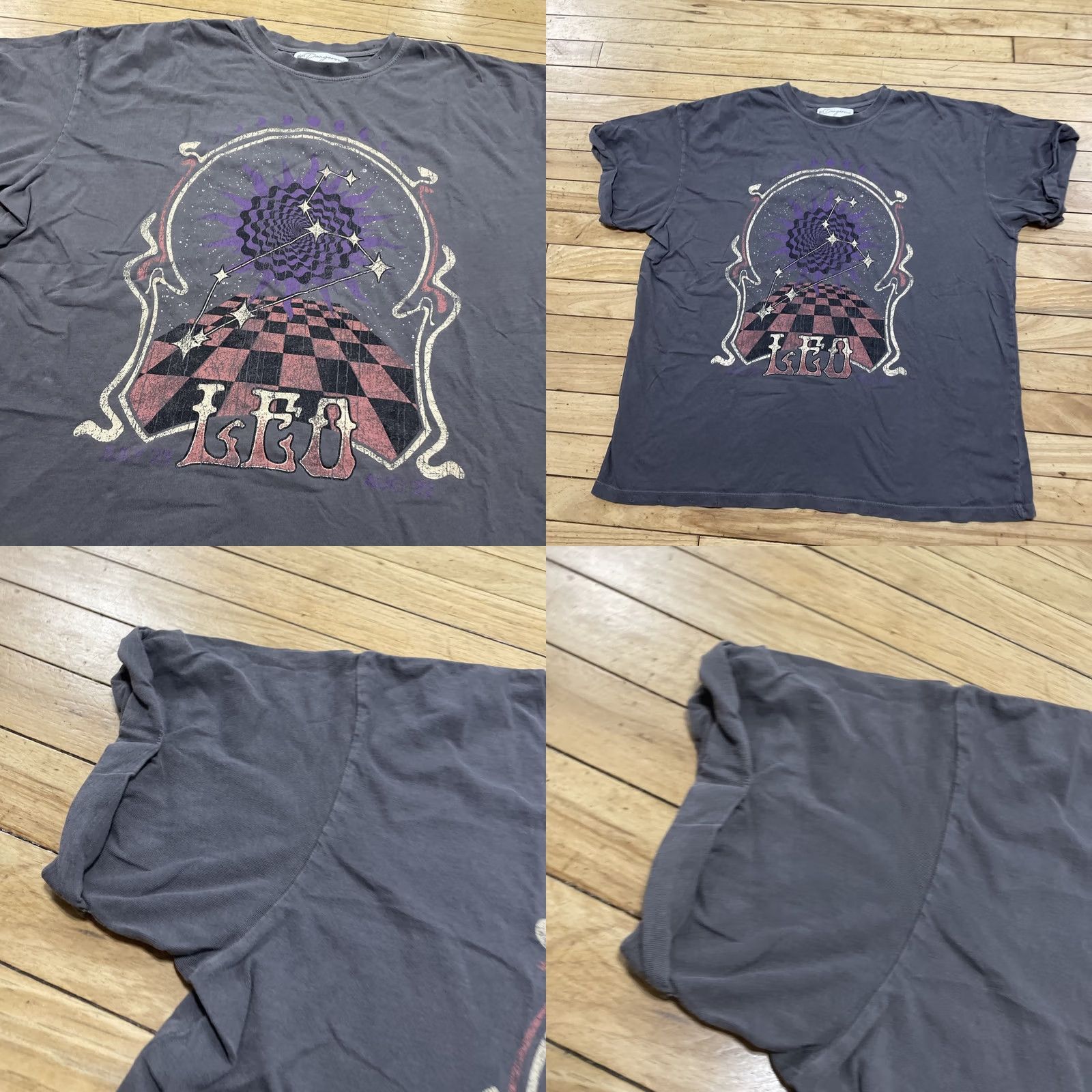 Vintage Girl Dangerous Leo Distressed Dark Astrology Gray T-Shirt Adult Large Regular Cotton Short Sleeve Crew Neck Pullover Basic Bohemian Hippie Size L / US 10 / IT 46 - 10 Thumbnail