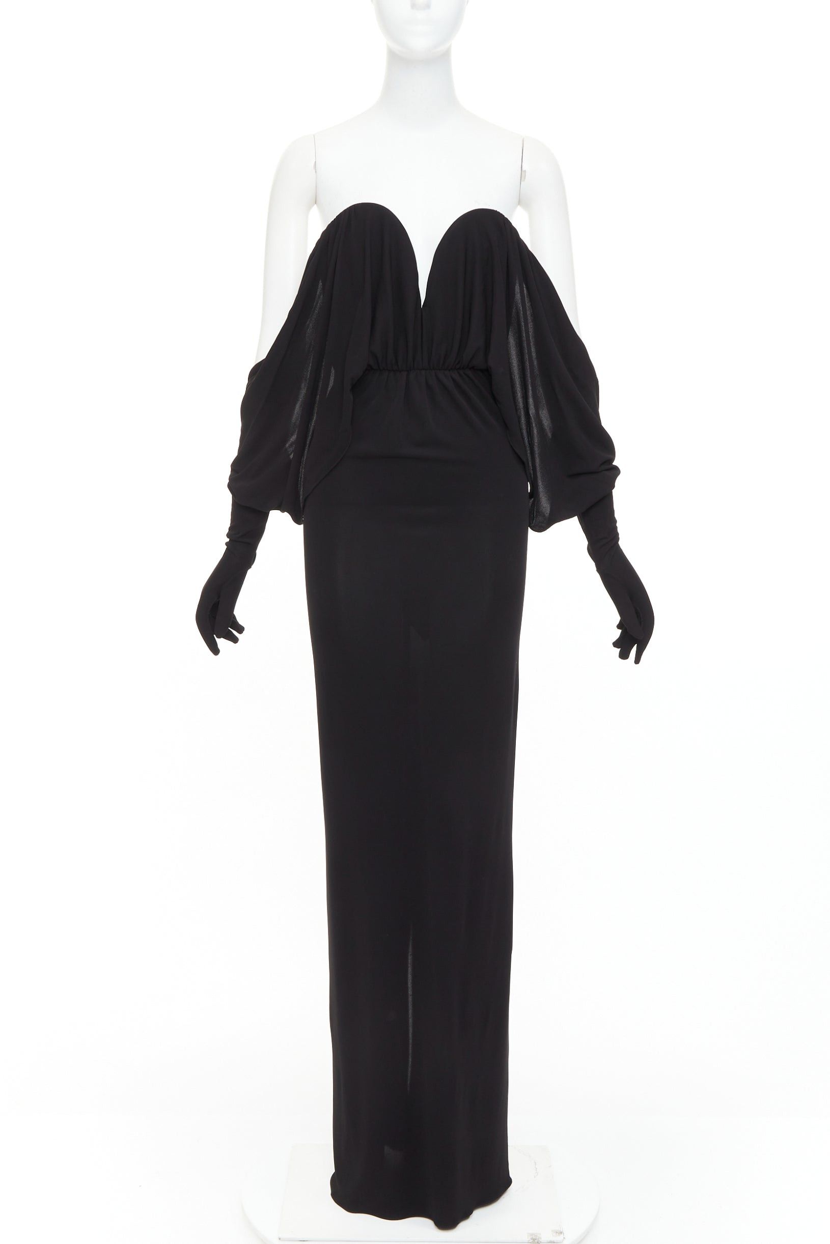 Saint Laurent Paris SAINT LAURENT 2023 Runway black sweetheart wired sweetheart gloves gown dress FR36 S Size S / US 4 / IT 40 - 1 Thumbnail