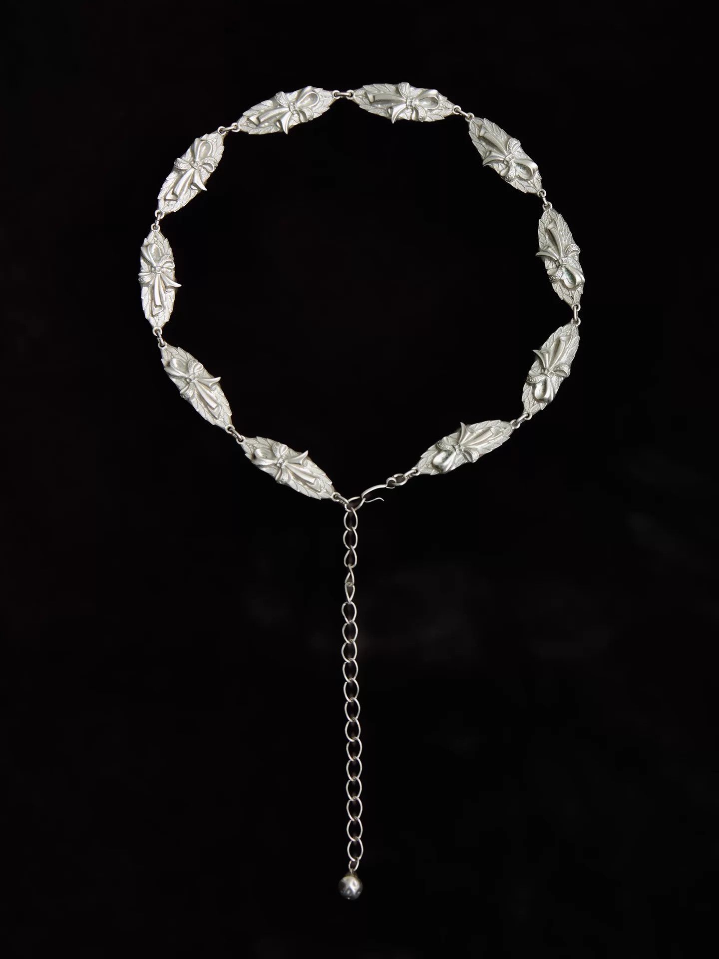 Other French Antique Silver Floral Relief Adjustable Necklace Size ONE SIZE - 5 Thumbnail