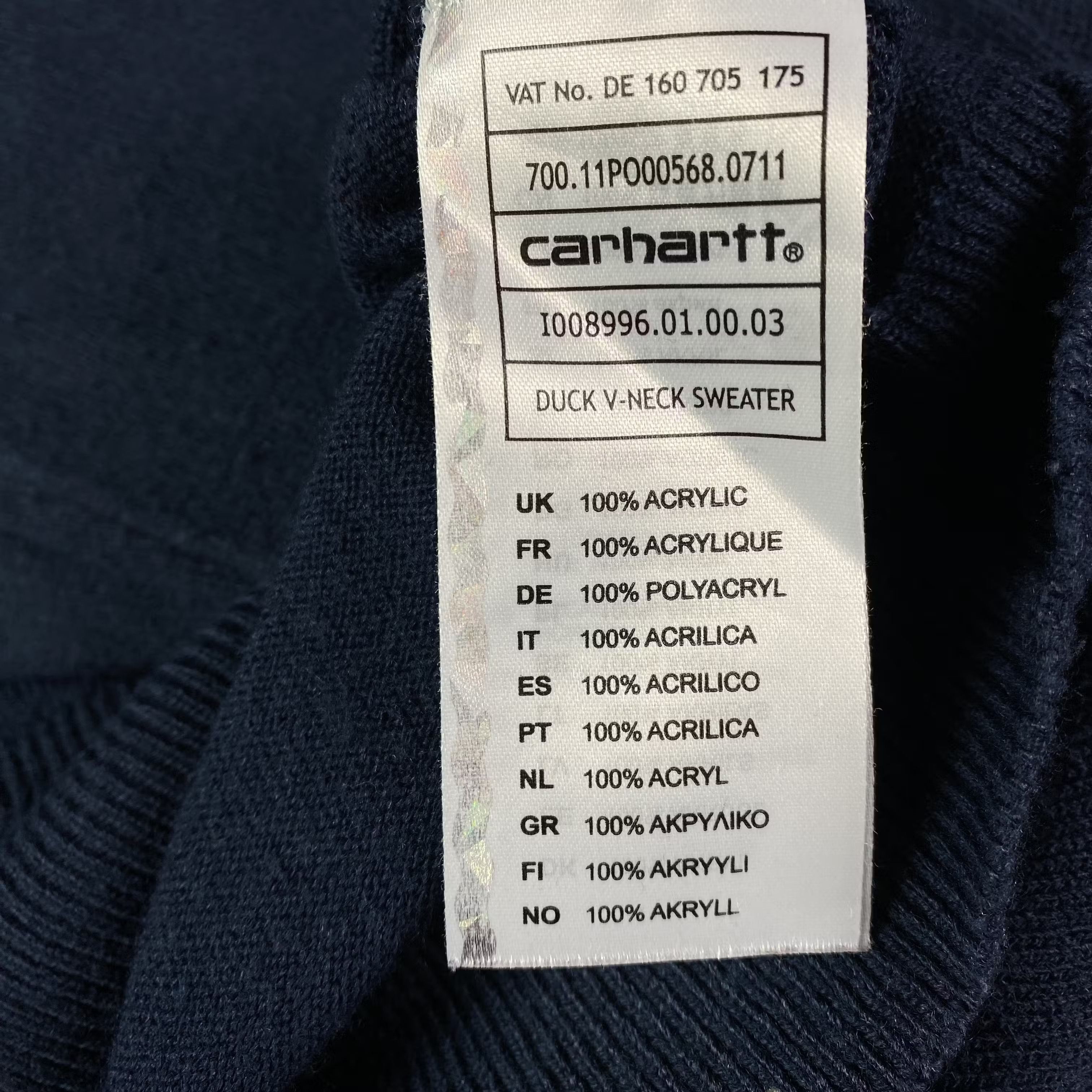 Carhartt × Carhartt Wip Mens Carhartt Duck V-Neck Sweater Vintage Size M Size US M / EU 48-50 / 2 - 5 Thumbnail