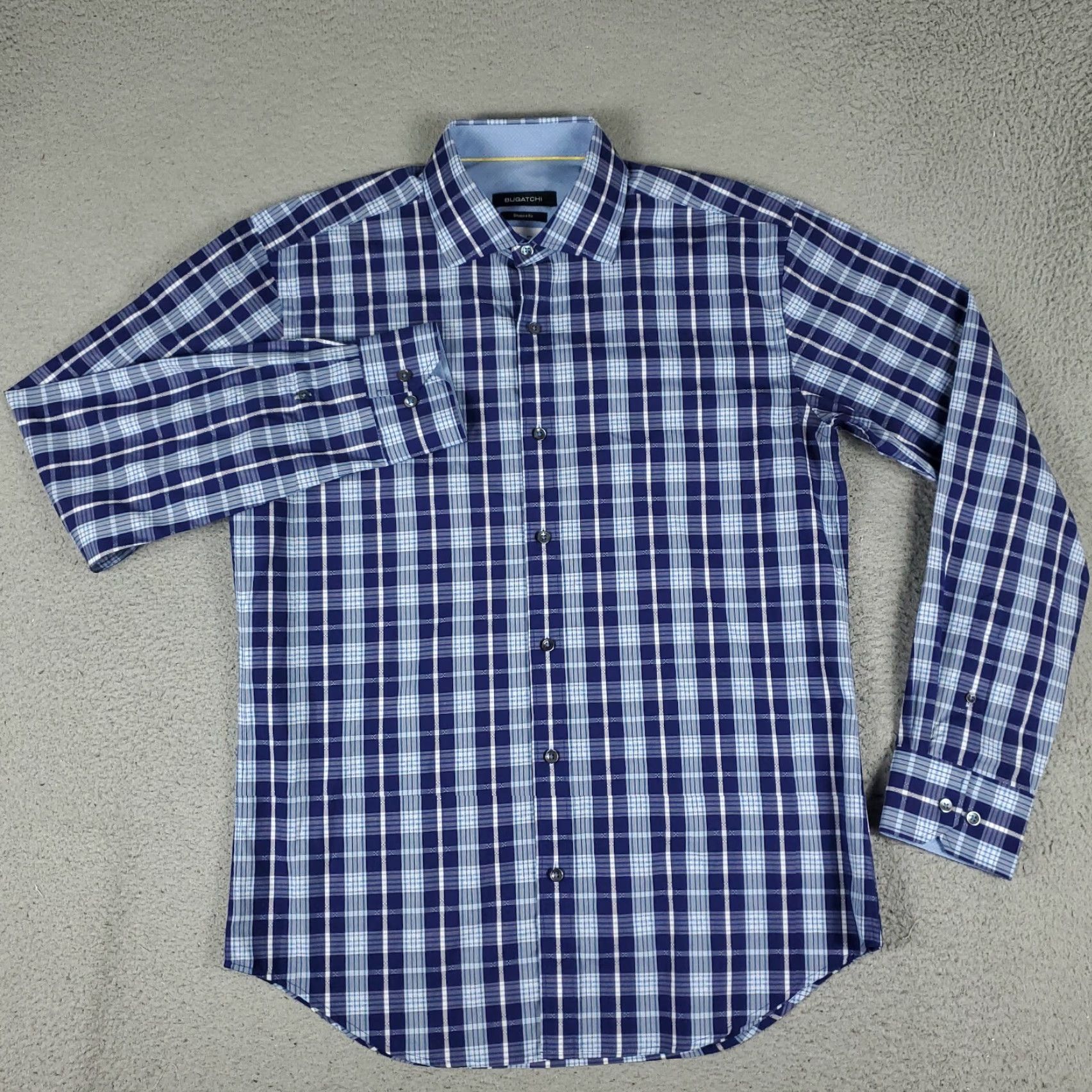 BUGATCHI VINTAGE Bugatchi Uomo Men's Button-Up Shirt S Blue Plaid Cotton Long Sleeve Modern Casual Size US S / EU 44-46 / 1 - 2 Thumbnail