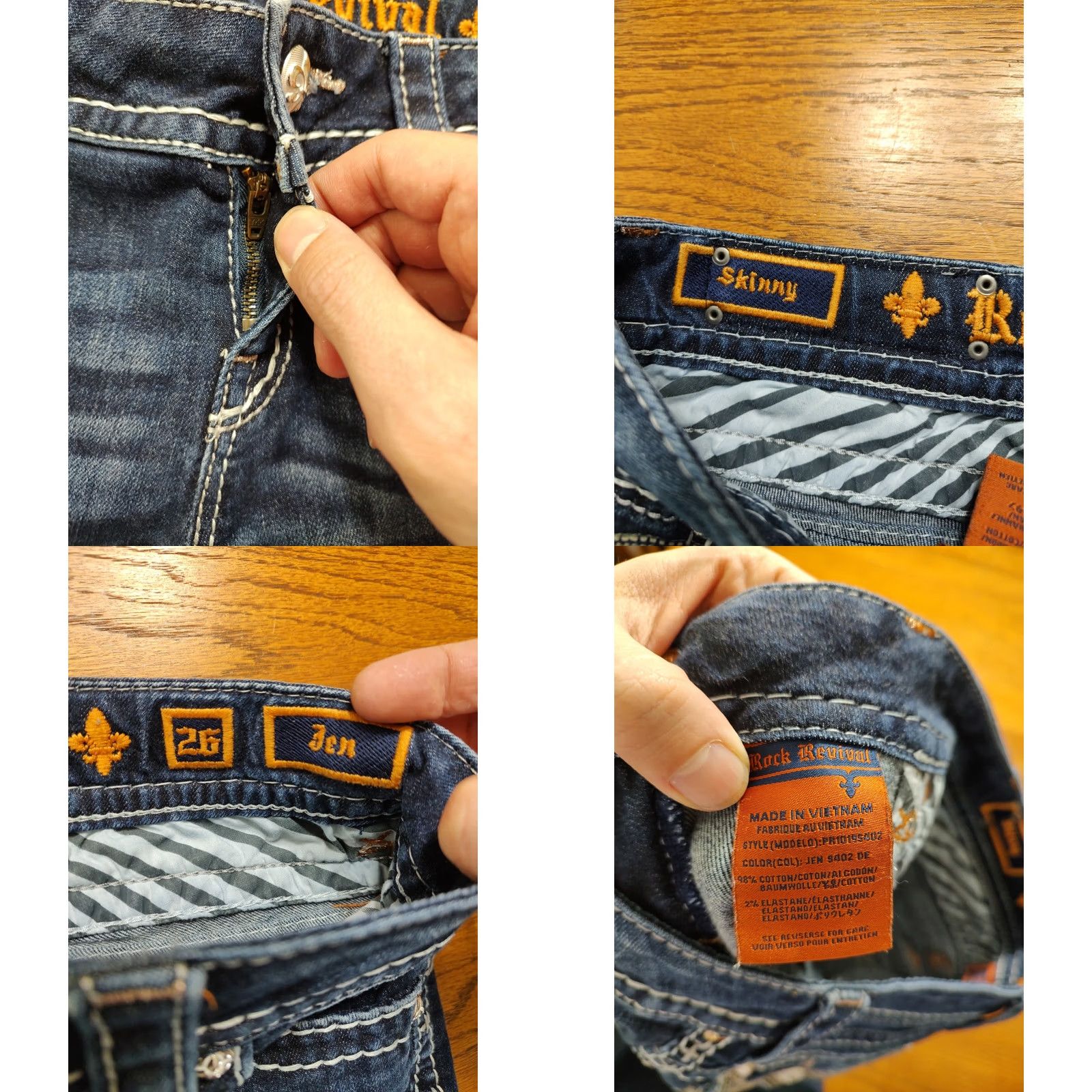 Vintage Rock Revival Jen Skinny Jeans Womens Tag 26 X 27 Inseam Blue Denim Size 26" / US 2 / IT 38 - 8 Thumbnail