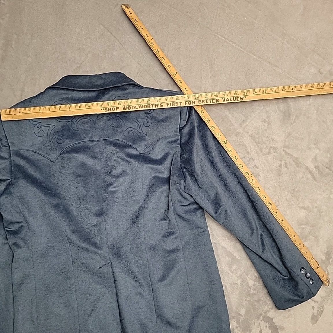 Vintage VINTAGE Phoenix Western Apparel Blazer Mens 44R Blue Faux Suede Soft Western Sport Coat Size 44R - 7 Thumbnail