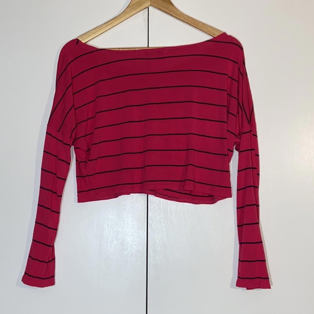 Designer Off The Shoulder Pin Striped Crop Top Size Medium Size M / US 6-8 / IT 42-44 - 2 Thumbnail
