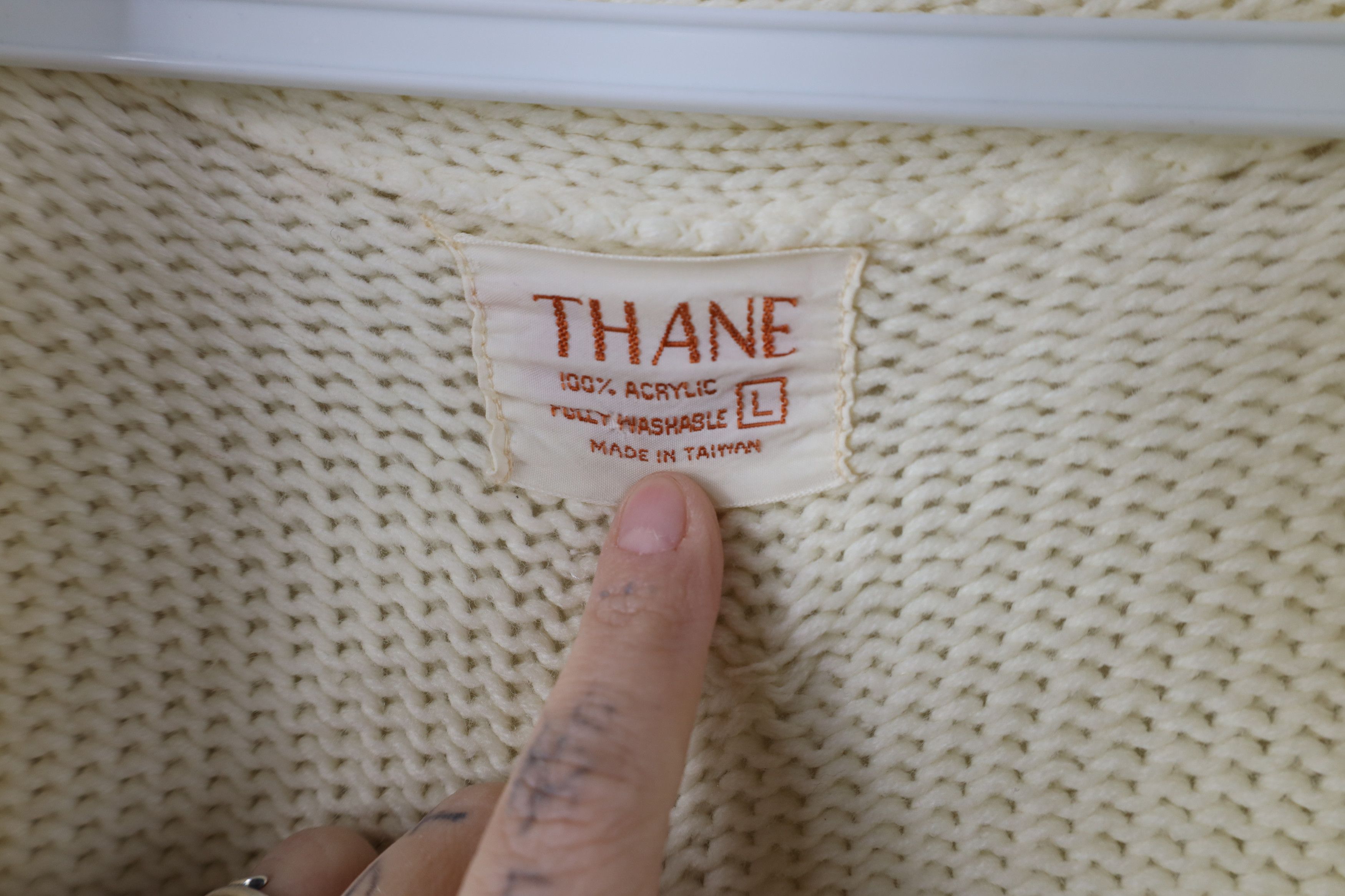 Vintage Vintage 70s Dapper Ribbed Knit Shawl Cardigan Sweater Cream Size US L / EU 52-54 / 3 - 11 Thumbnail