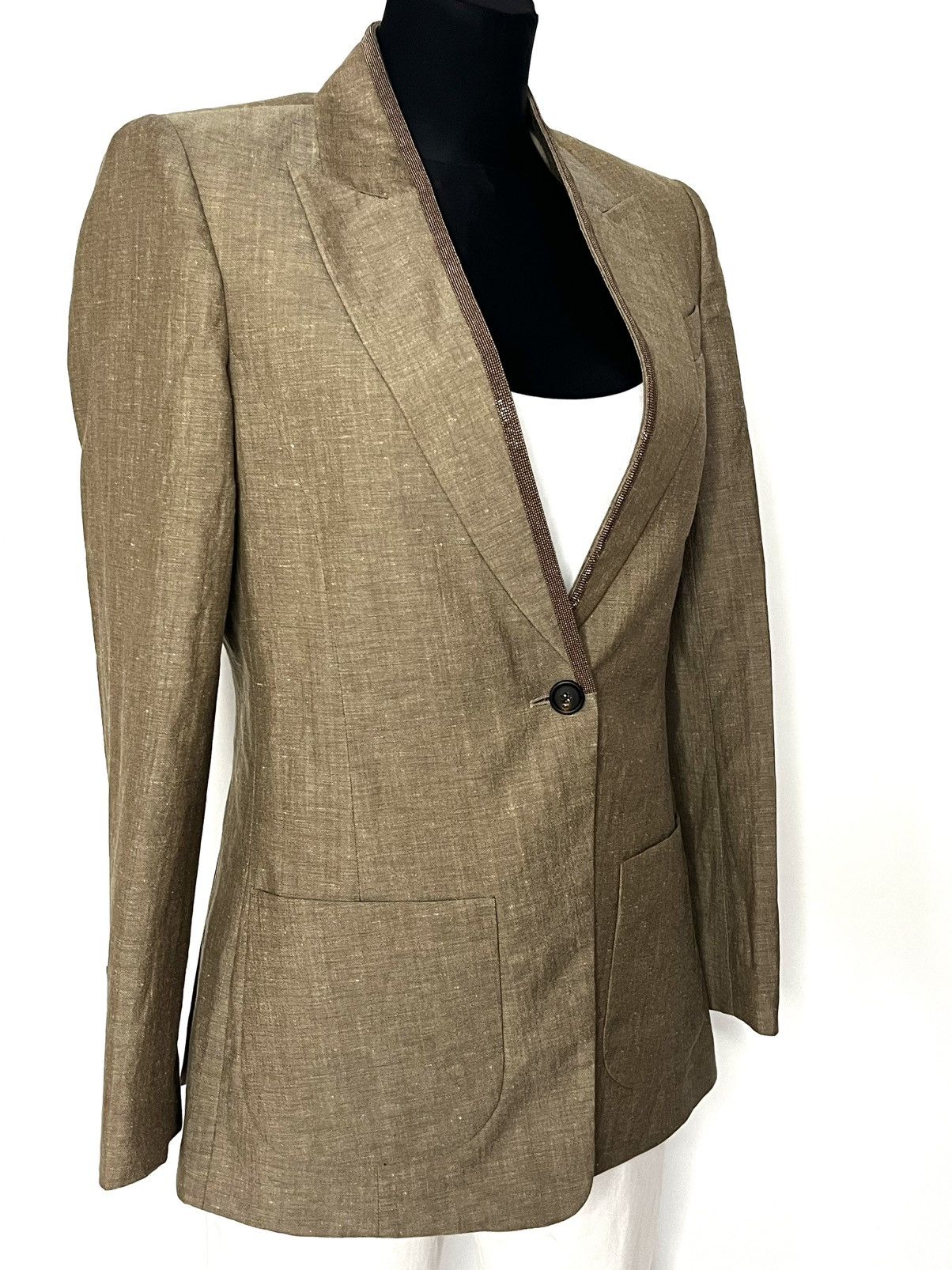 Brunello Cucinelli Italian premium brand jacket made of virgin wool and linen Size M / US 6-8 / IT 42-44 - 2 Thumbnail