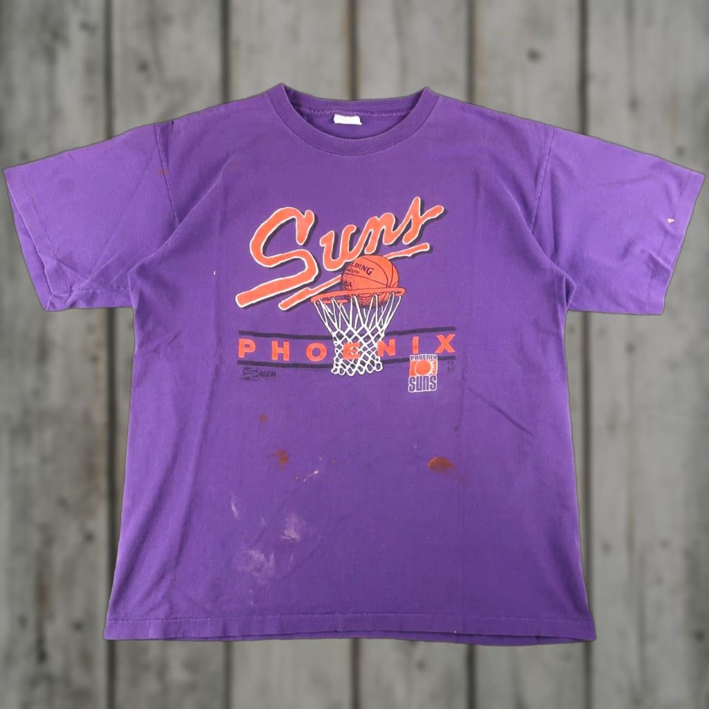Vintage VINTAGE Phoenix Suns XL T-Shirt Mens Purple 90s Salem Single Stitch USA Logo Graphic NBA Made in USA Size US XL / EU 56 / 4 - 1 Thumbnail