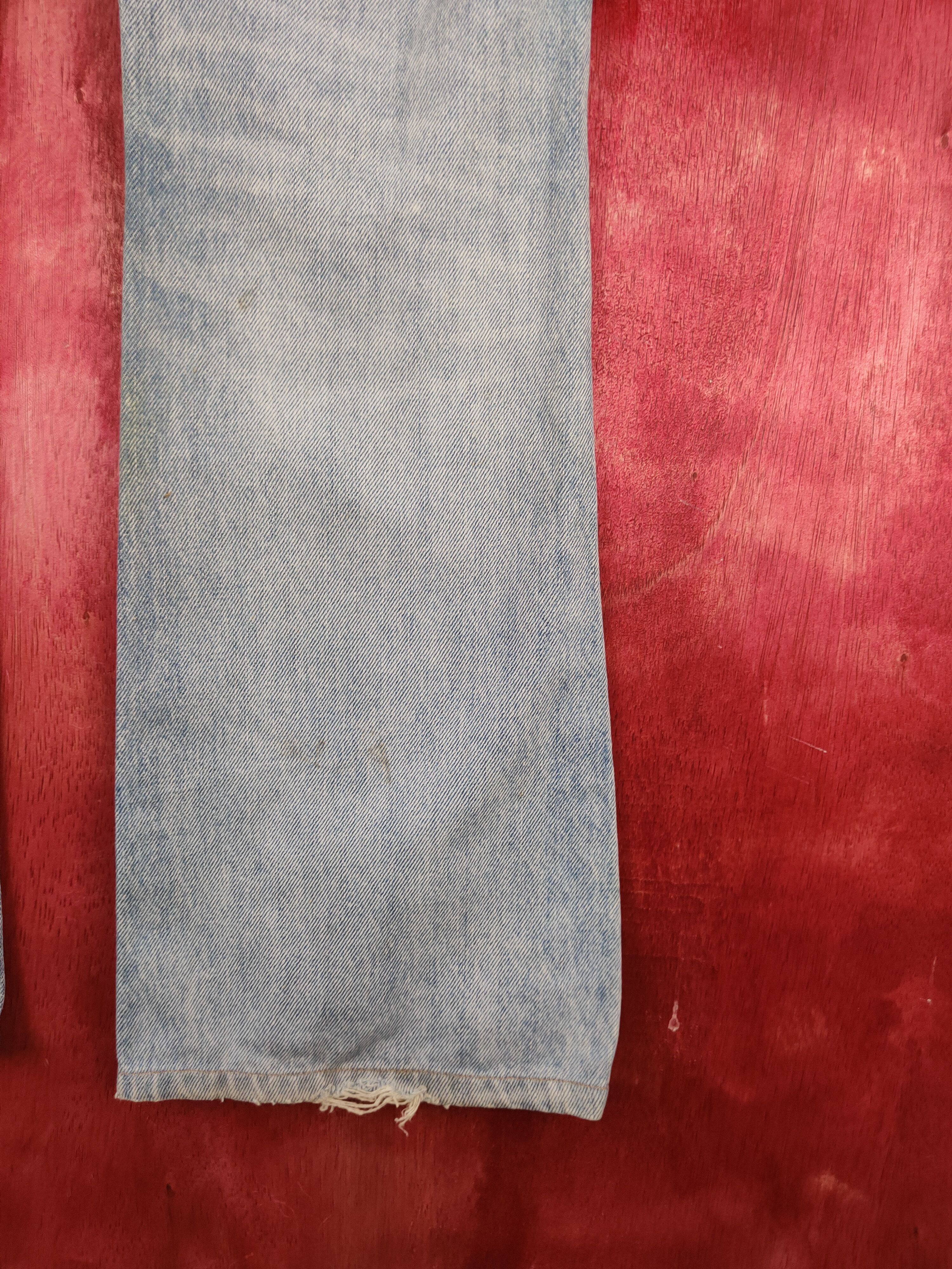 Japanese Brand Wrangler Blue Faded Distressed Bootcut Jeans #S2017 Size 29" - 14 Thumbnail