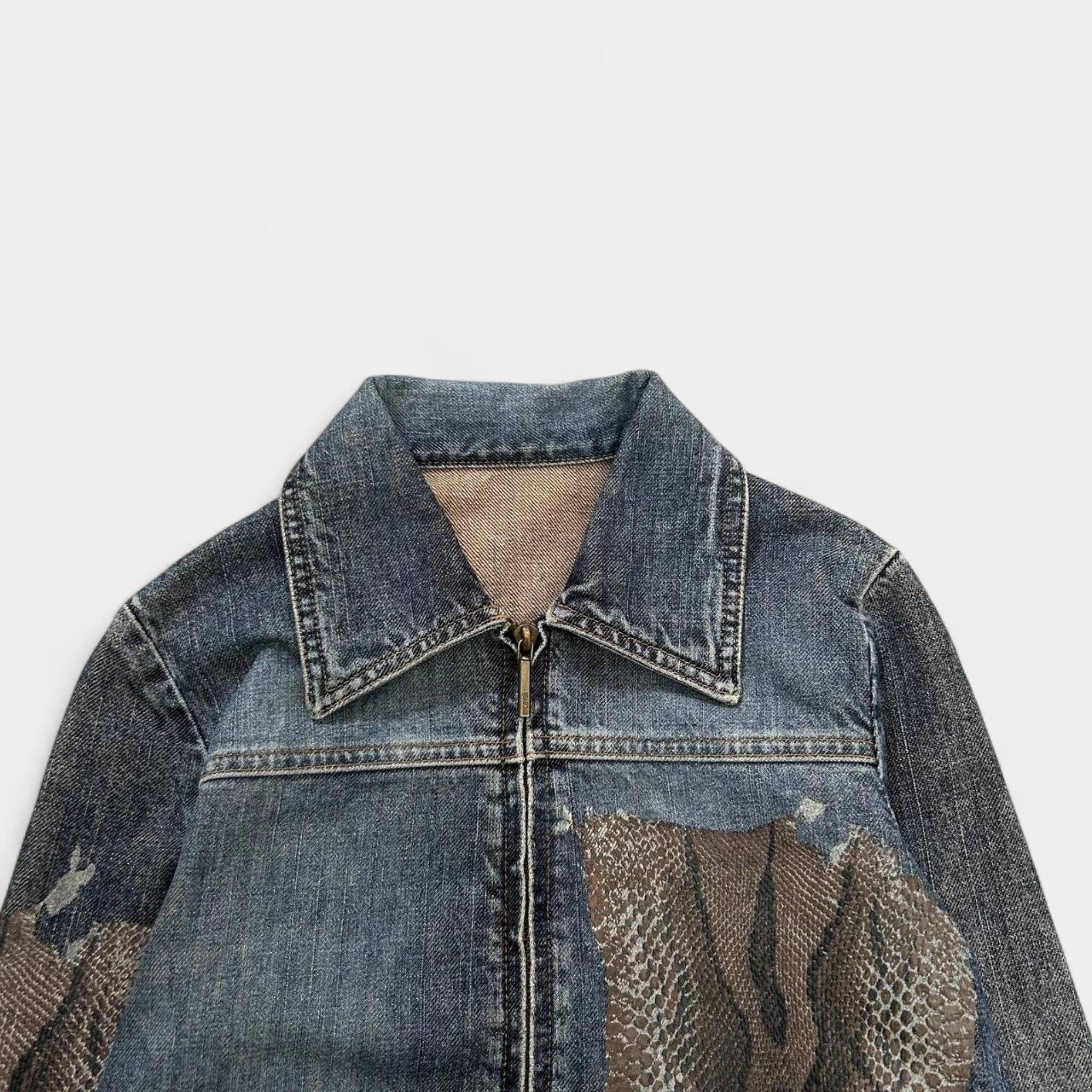 Just Cavalli Just Cavalli Snake Skin Patch Denim Jacket Size S / US 4 / IT 40 - 4 Thumbnail
