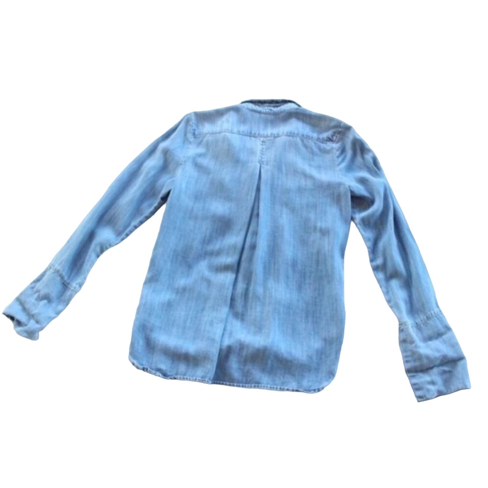 Anthropologie ANTHROPOLOGIE Blue Denim Chambray Washed Button Shirt Top Size S / US 4 / IT 40 - 6 Thumbnail