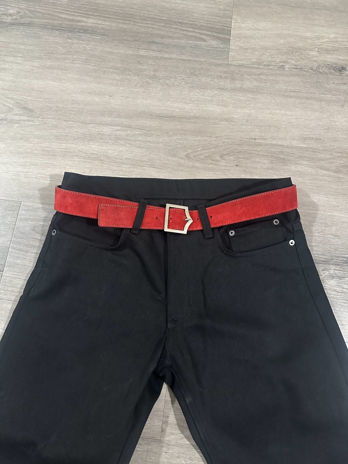 Dior SS05 Red Suede Dior D Point Belt Size 32 - 1 Thumbnail