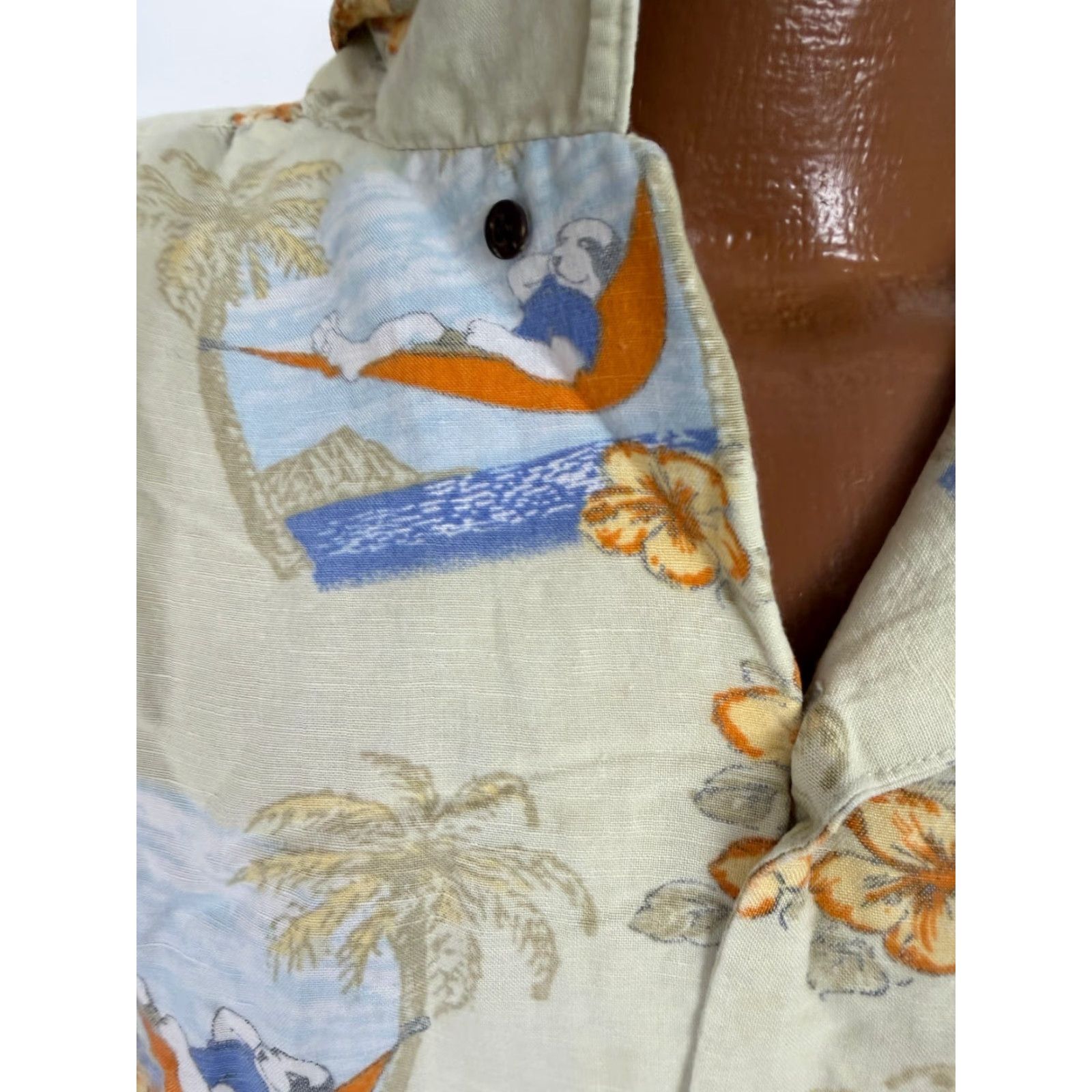 Big Dogs VINTAGE Big Dogs Camp Shirt 3XL Beige Linen Viscose Rayon Button-Up Short Sleeve Collared Hawaii Beach Tropical Mens Shirts Size US XXL / EU 58 / 5 - 3 Thumbnail
