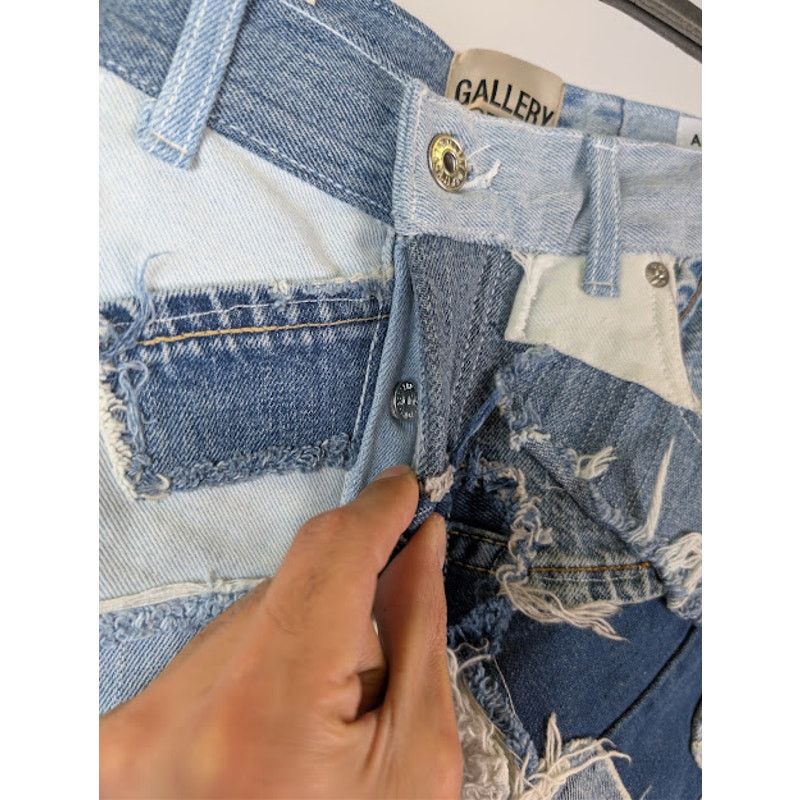Gallery Dept. o1rshd1 Logan Distressed Patchwork Denim Jeans in Indigo Size US 32 / EU 48 - 7 Thumbnail