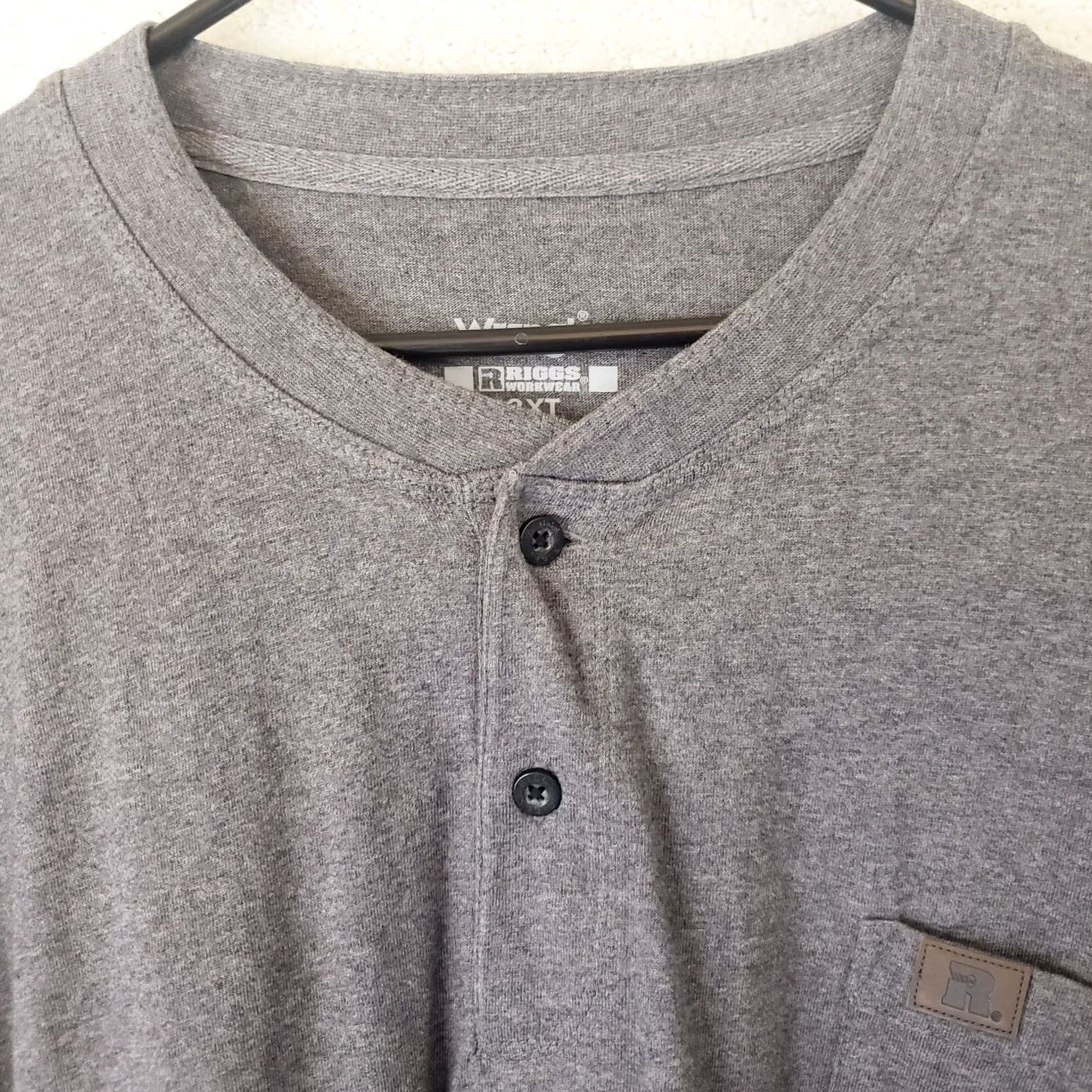 Wrangler VINTAGE Wrangler Riggs Workwear Mens 3XT Gray Henley Long Sleeve Heavy Cotton Tee Shirt Size US XXL / EU 58 / 5 - 5 Thumbnail
