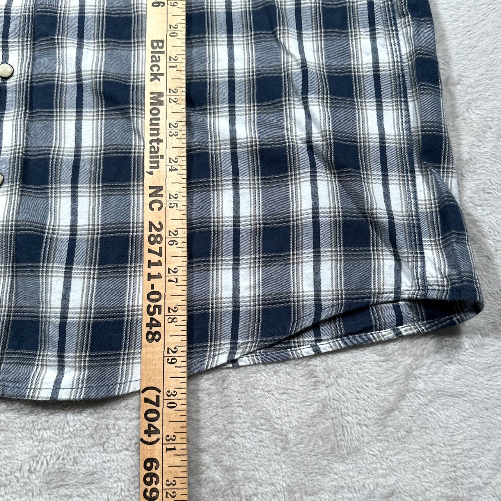 Vintage VINTAGE Panhandle Mens Shirt Long Sleeve Blue Plaid Western Pearl Snap Cowboy, Cotton Denim, Fall Winter Size US L / EU 52-54 / 3 - 5 Thumbnail
