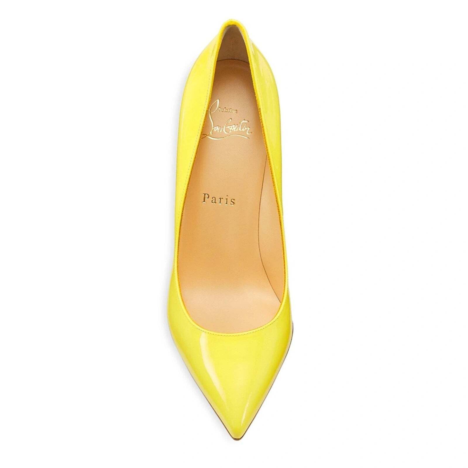 Christian Louboutin Pigalle Follies 85 Citronnade Yellow Patent Heel Pump 37 Size US 7 / IT 37 - 6 Thumbnail