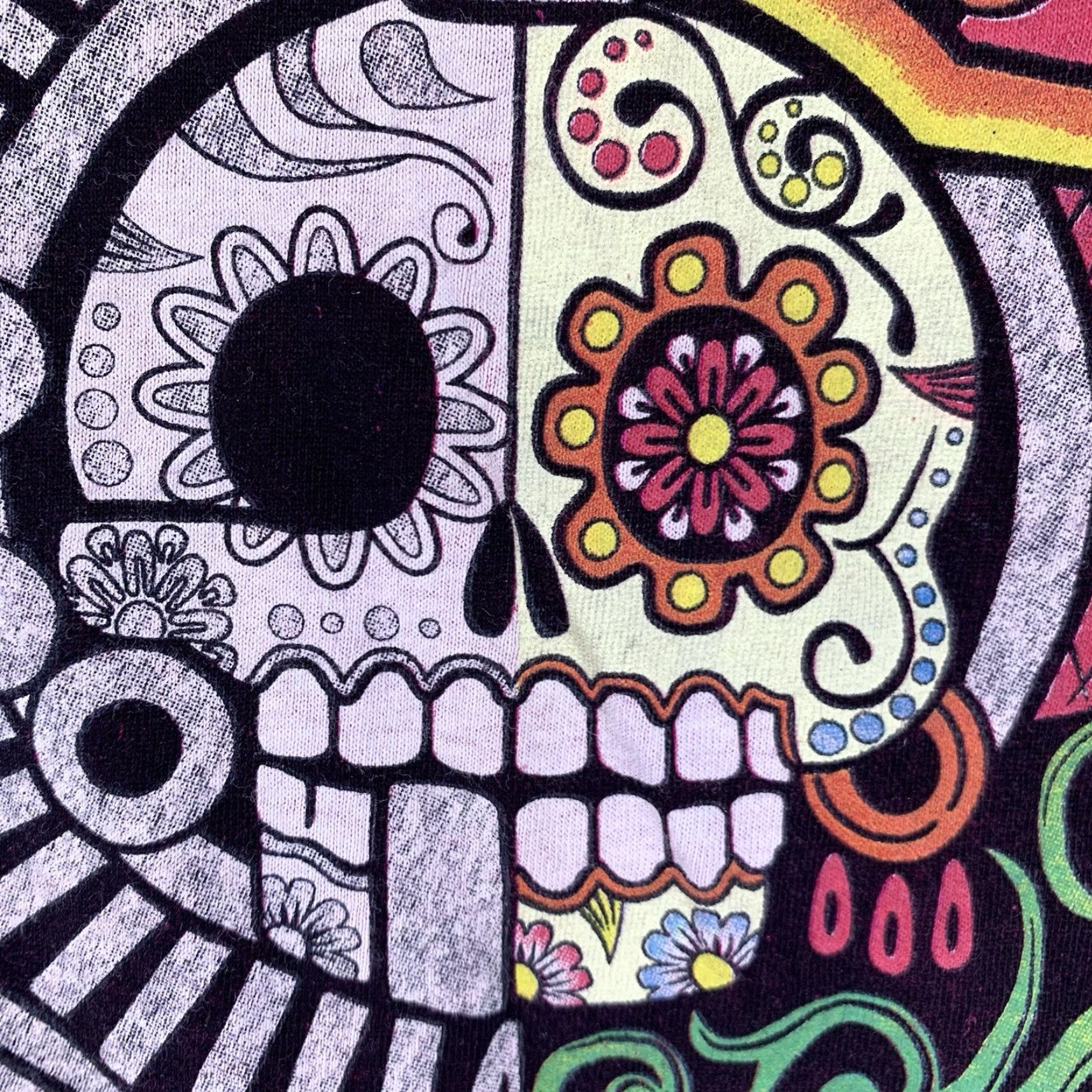 Sugar WOMEN'S PICTORAIA SUGAR SKULL ART T-SHIRT LARGE MAGENTA COLORFUL COTTON GRAPHIC AZTEC BOHEMIAN Size L / US 10 / IT 46 - 6 Thumbnail