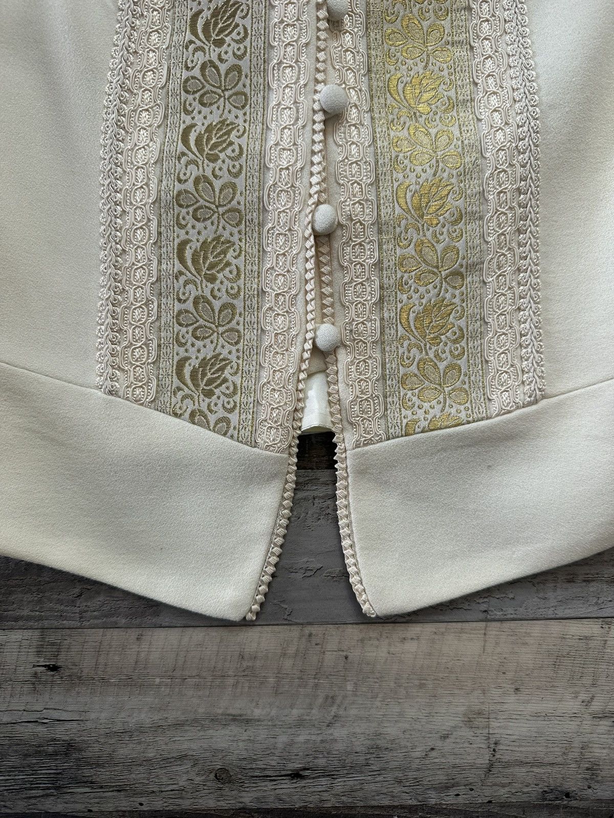Other Vintage 1980s Valerie Stevens Embroidered Cream Gold Vest Size M / US 6-8 / IT 42-44 - 4 Thumbnail