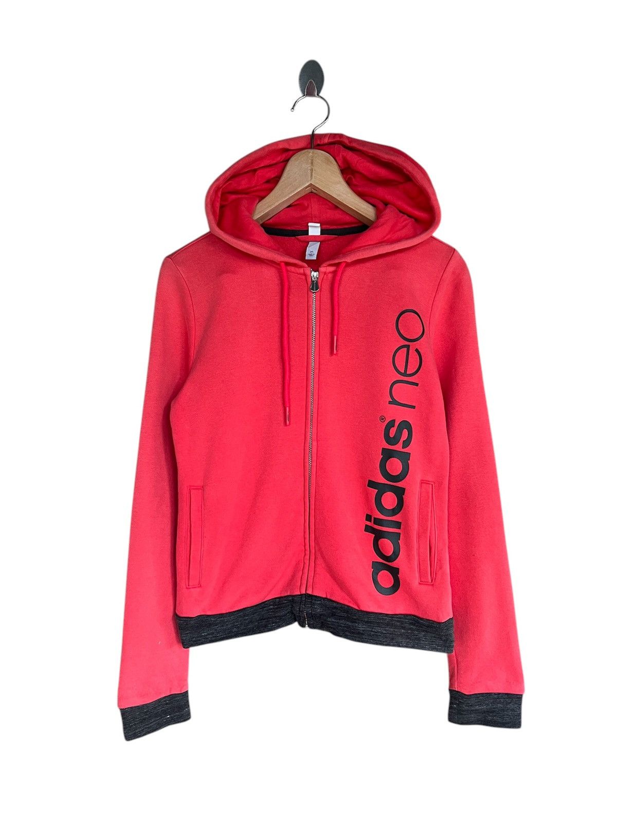 Womens Hoodie Adidas Neo Logo Hoodie ADIDAS NEO Men Charcoal Grey