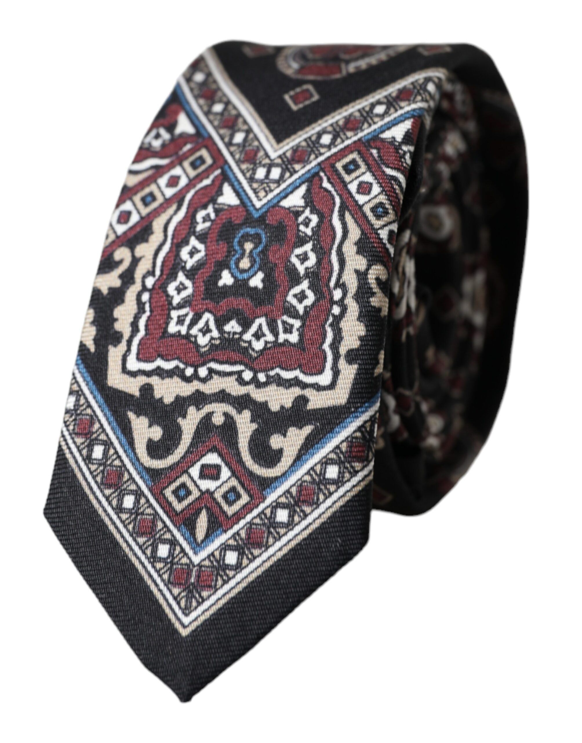 Dolce & Gabbana Black Printed 100% Silk Adjustable Men Men's Tie Size ONE SIZE - 1 Thumbnail