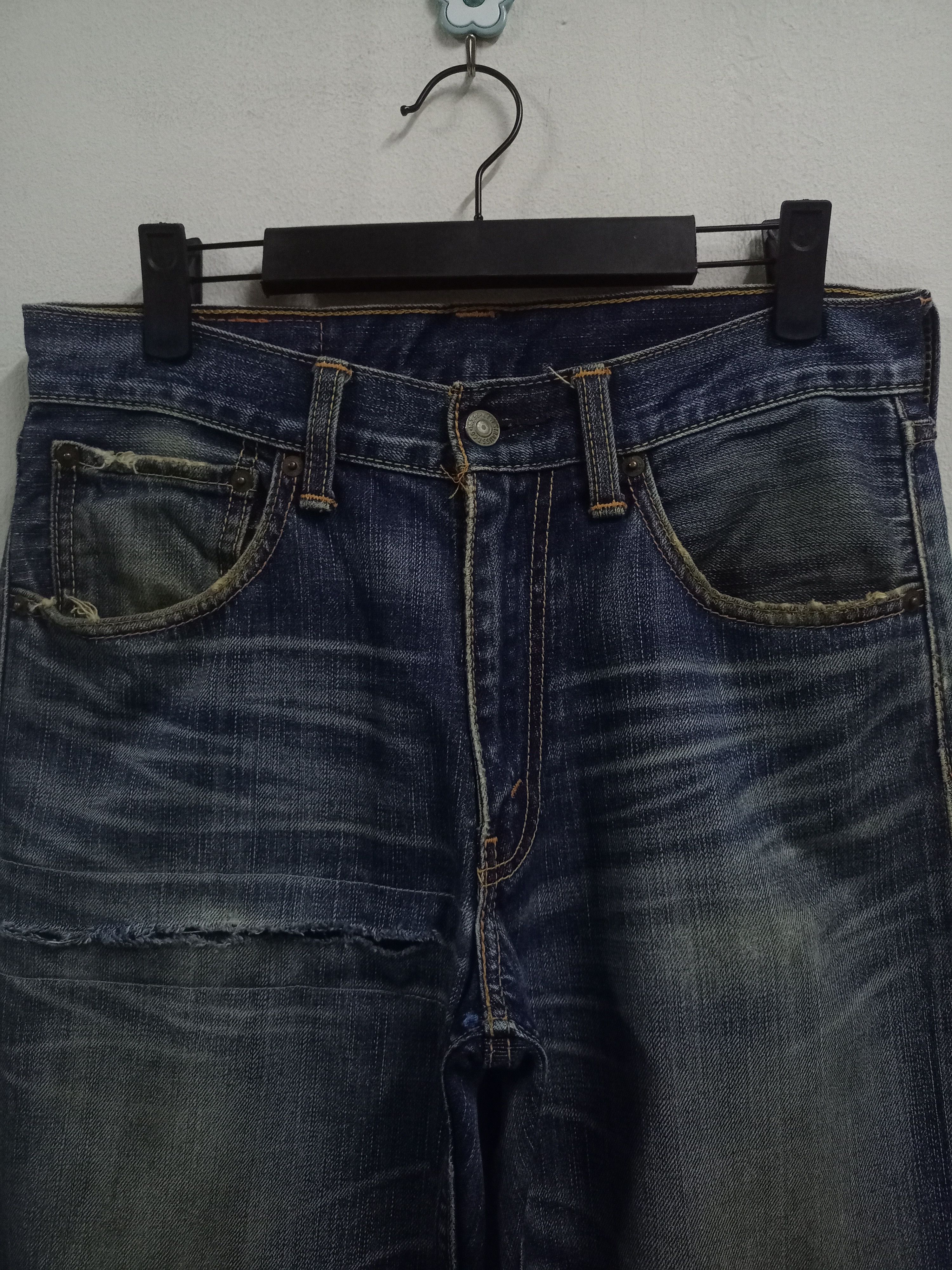 Levi's × Levi's Vintage Clothing Vintage 90s Levis 703 Blue Wash Distressed Baggy Jeans Size US 31 - 4 Thumbnail