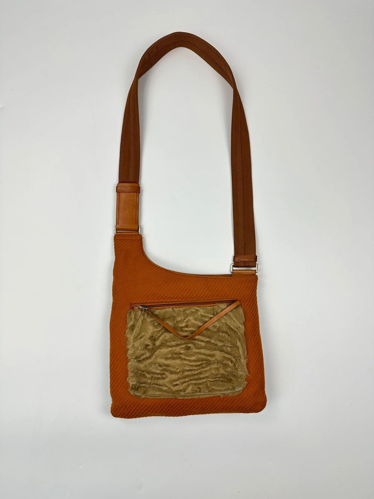 Prada Prada Milano FW99 Fur & Wool Sling Bag Crossbody Orange Flat Size ONE SIZE - 5 Thumbnail