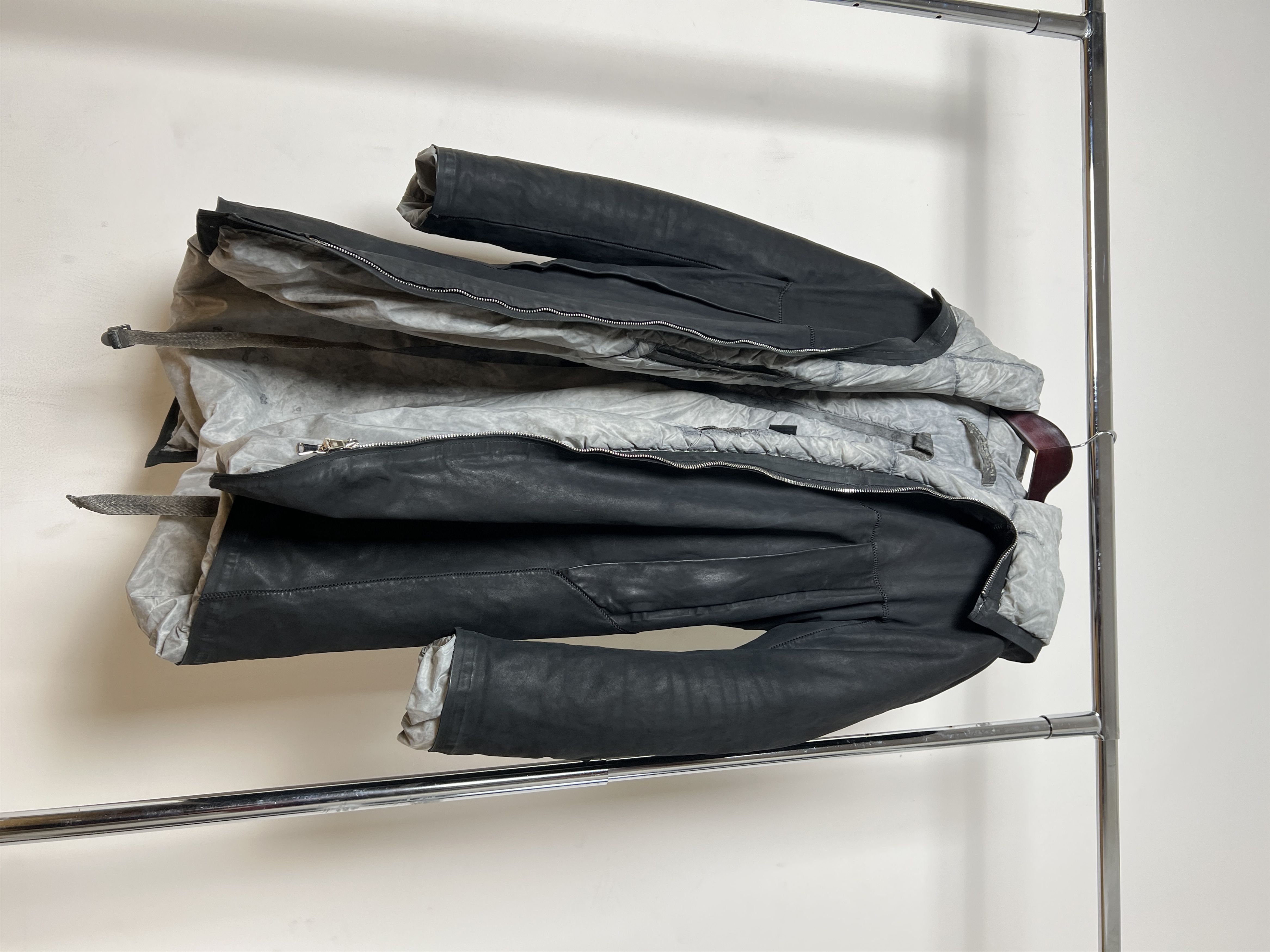 image of Isaac Sellam Experience Issac Sellam Leather Long Puffer in Black, Men's (Size Large)