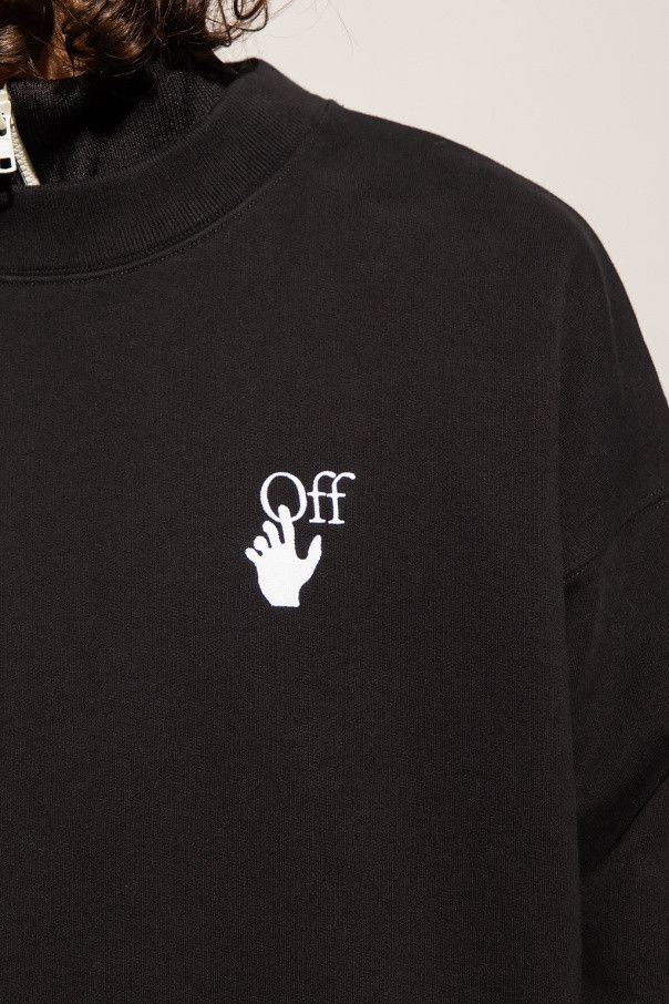 Off-White Black Cut Here Logo Oversized Skate Sweatshirt Size US M / EU 48-50 / 2 - 3 Thumbnail