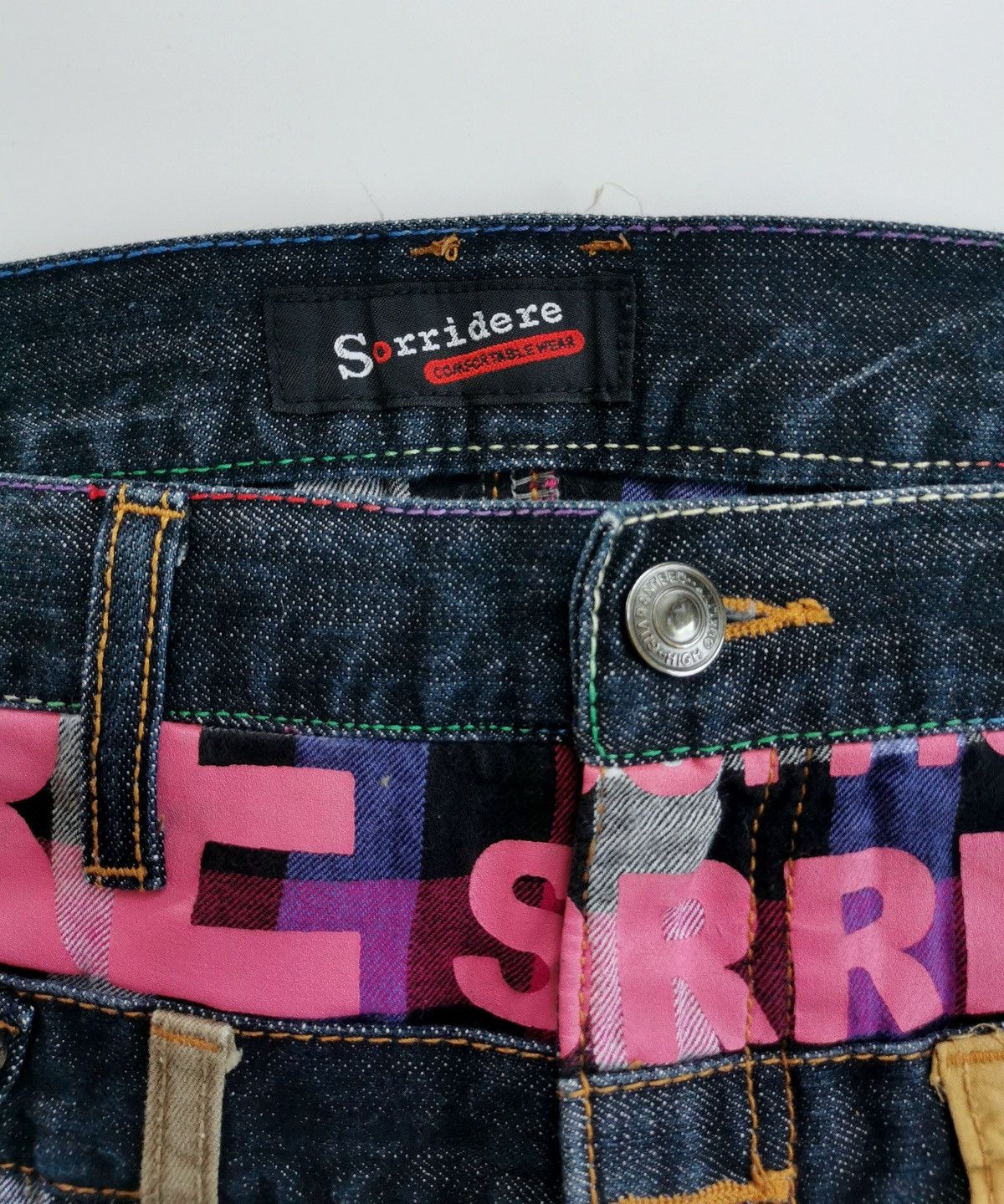 Kapital Sorridere Double Waist Zipper Check Dark Blue Jeans Punk Size US 32 / EU 48 - 5 Thumbnail
