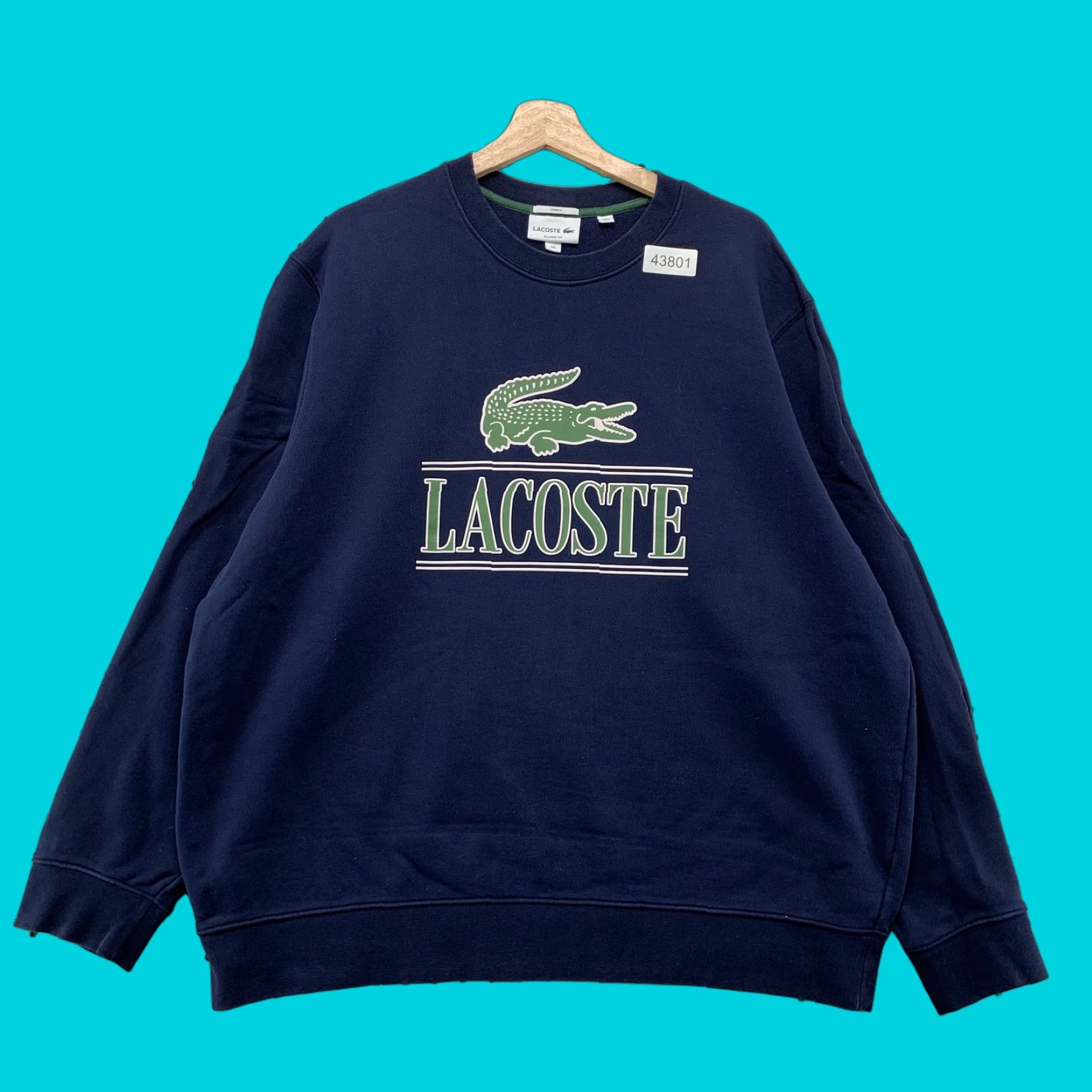 Lacoste Lacoste Crewneck Sweatshirt Mens 3XL Navy Blue Big Alligator Logo Pullover Size US XXL / EU 58 / 5 - 1 Thumbnail
