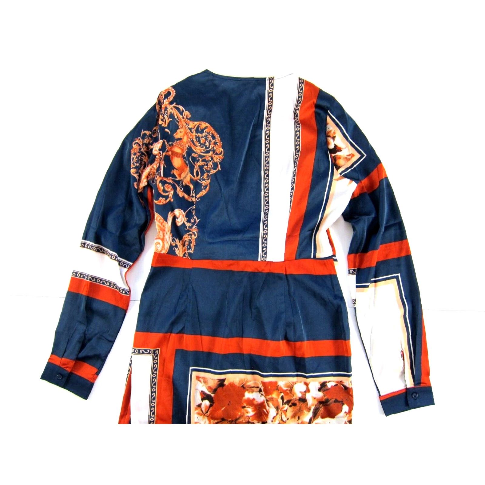 Fashion Nova Fashion Nova Orange Floral V-Neck Long Sleeve Dress Women Large Size L / US 10 / IT 46 - 6 Thumbnail