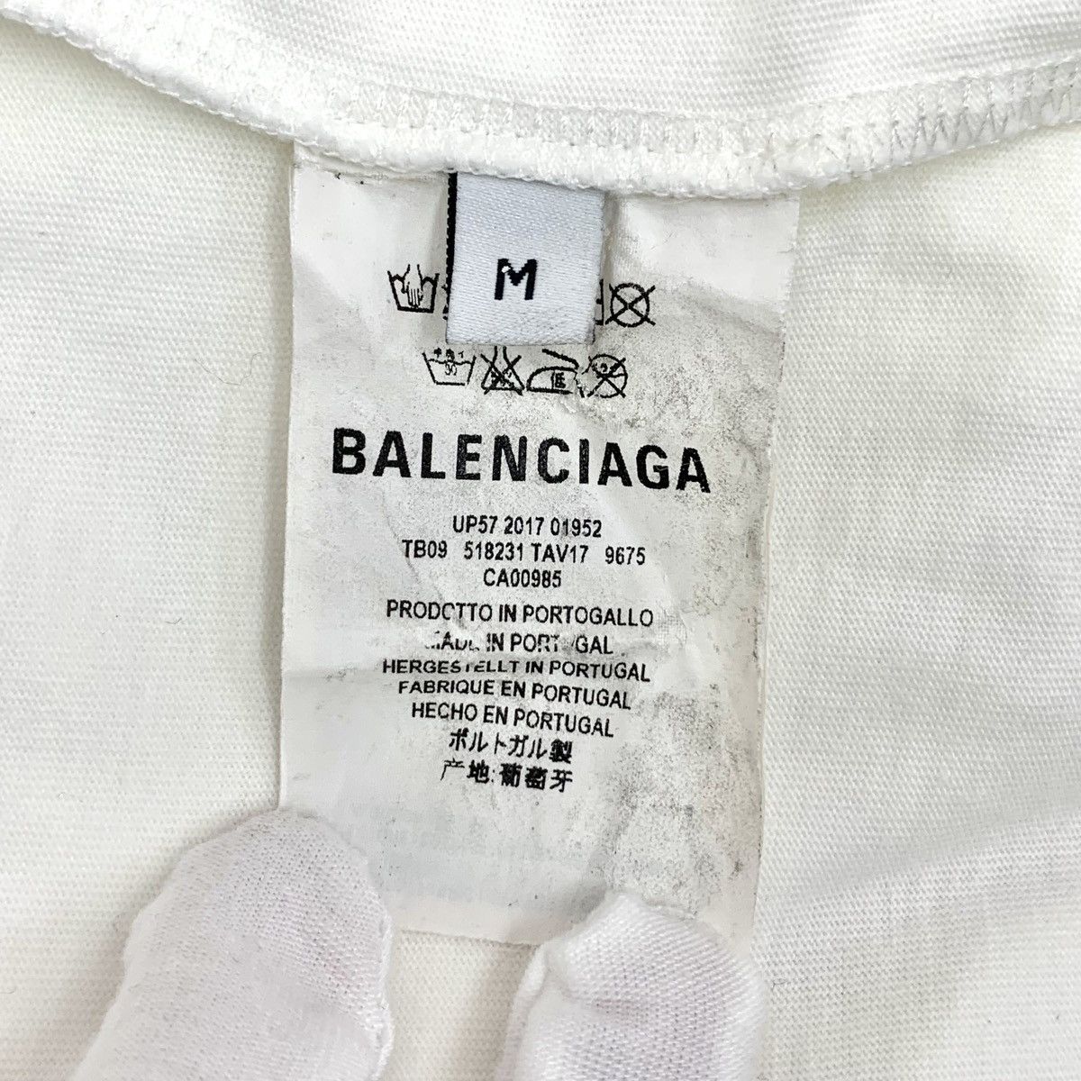 Balenciaga Balenciaga White Logo Print Irregular Cotton T-shirt K26WX Size M / US 6-8 / IT 42-44 - 6 Thumbnail